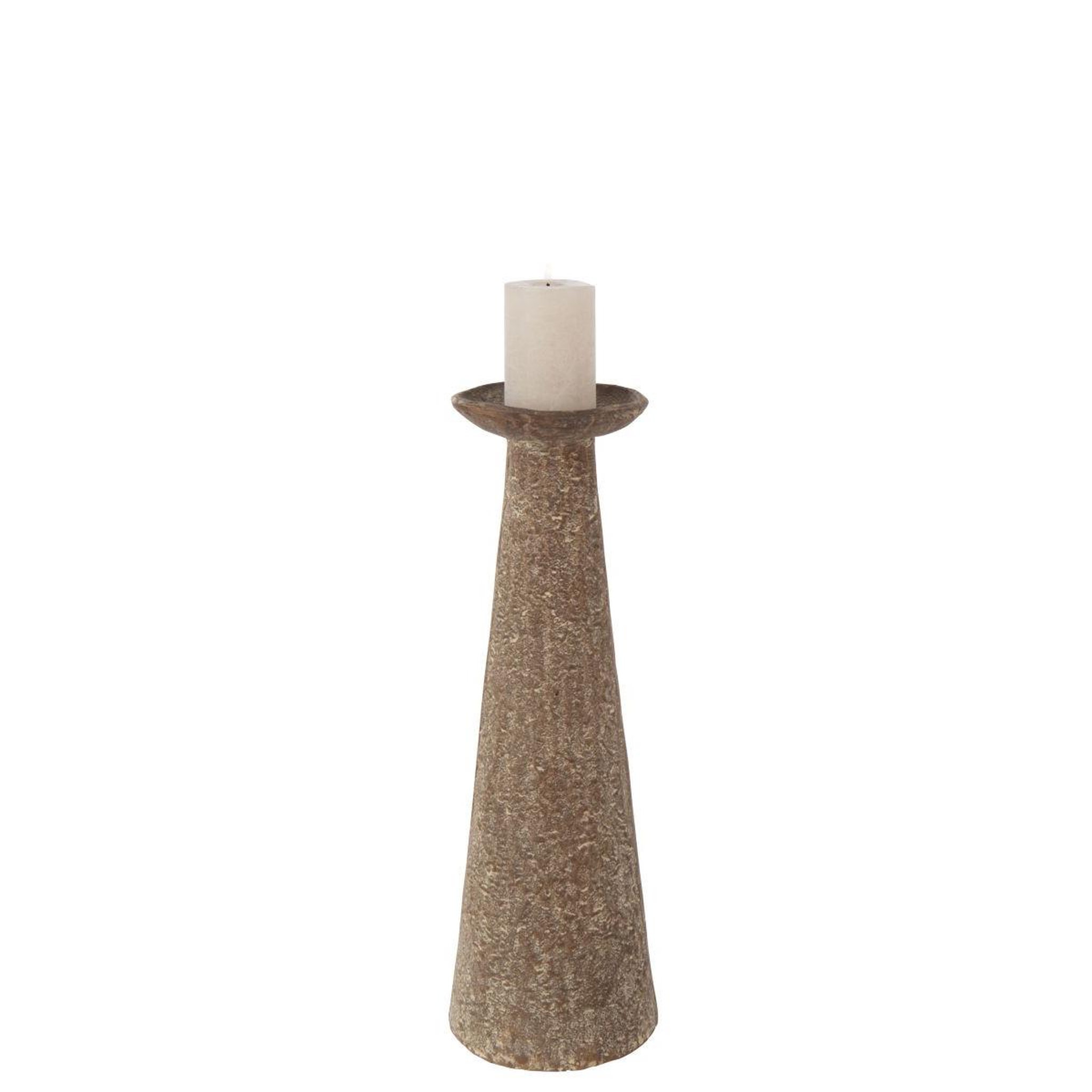Voir la diapositive 2 : J-LINE Bougeoir déco en métal  darrel  36cm marron