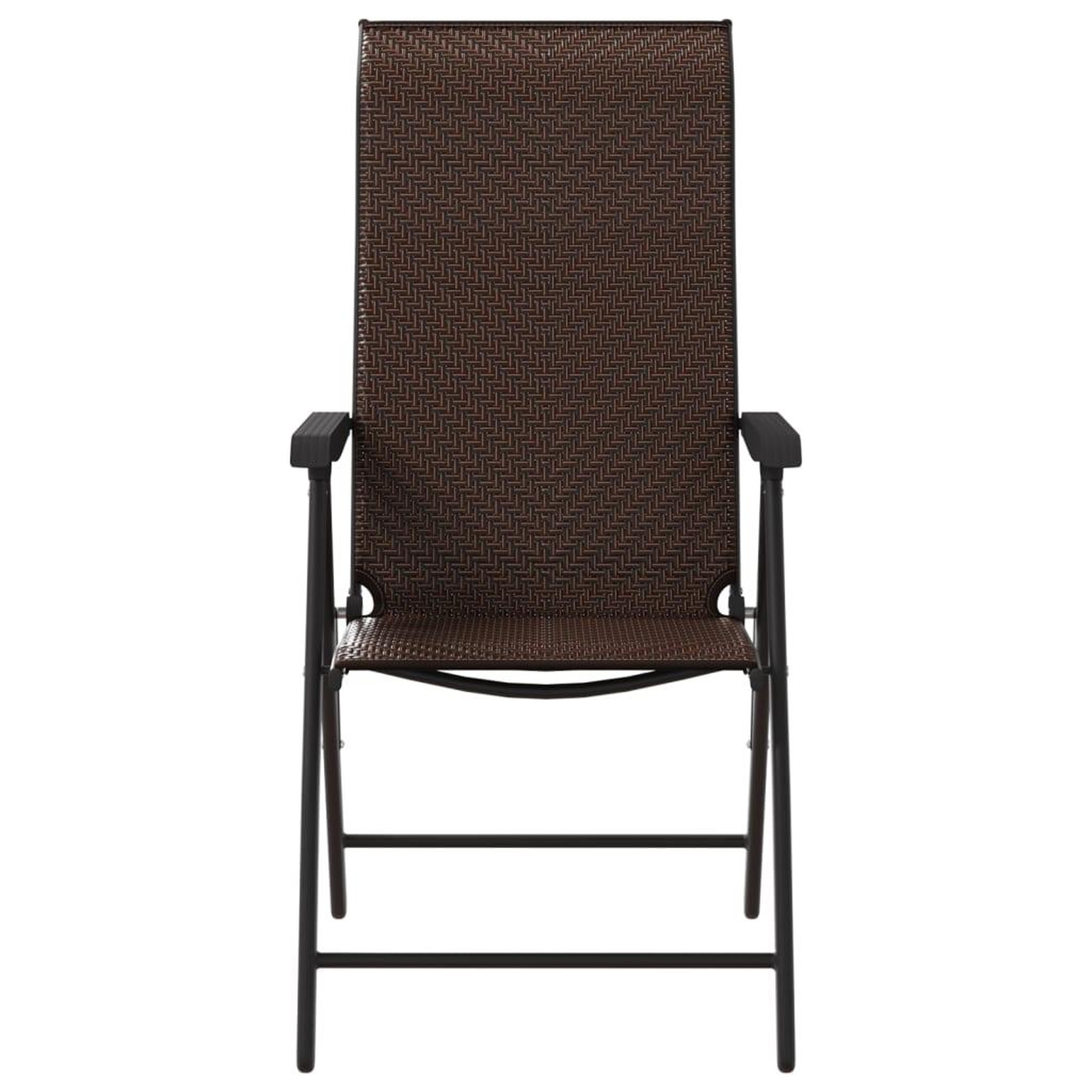 Voir la diapositive 5 : VIDAXL Chaises pliables de jardin lot de 2 marron resine tressee