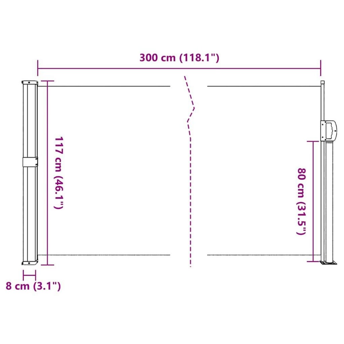 VIDAXL Auvent lateral retractable blanc 117x300 cm