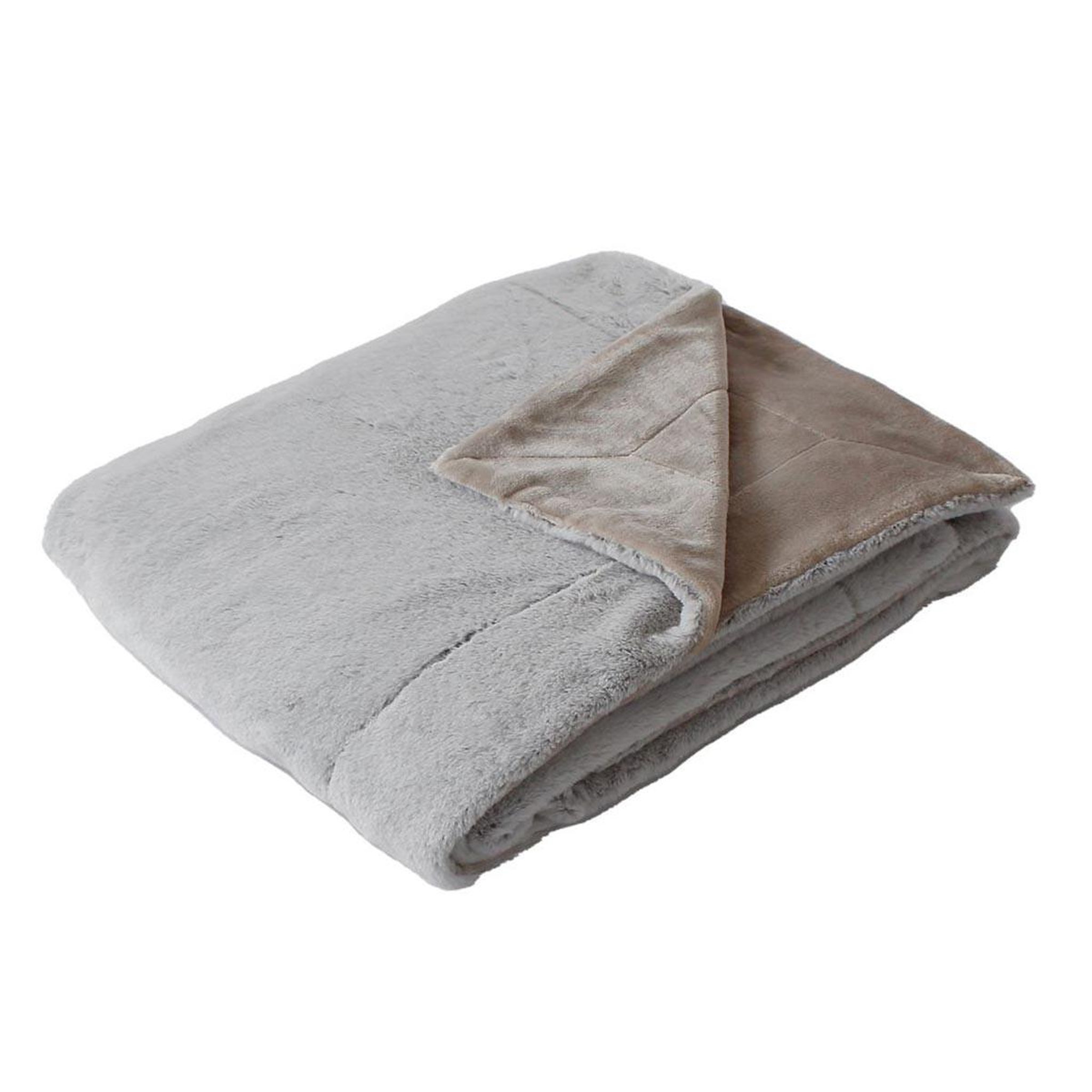ENJOY HOME Plaid xl imitation fourrure  rabbit  180x220cm gris