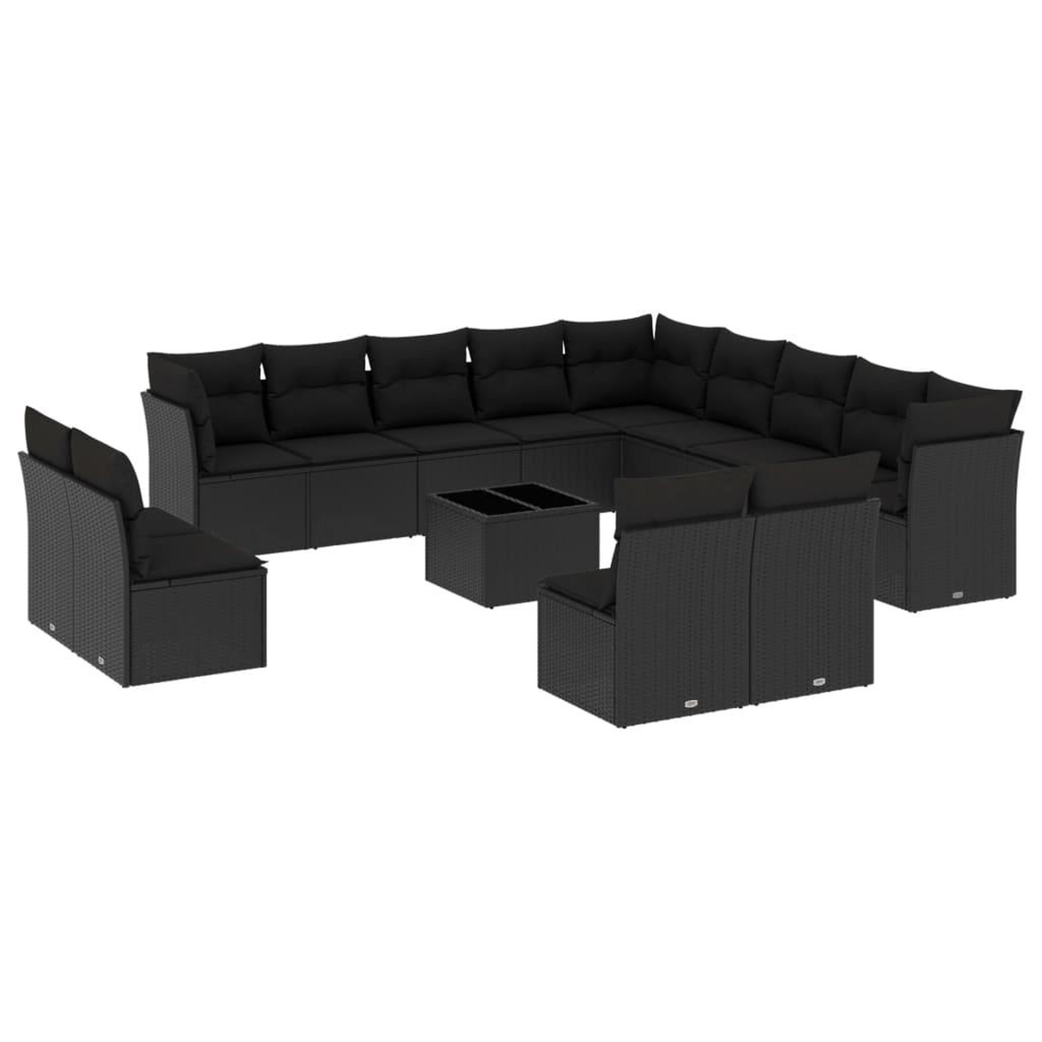 Voir la diapositive 2 : VIDAXL Salon de jardin avec coussins 14 pcs noir resine tressee
