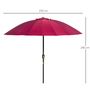 Voir la diapositive 3 : OUTSUNNY Parasol inclinable rond avec manivelle métal fibre de verre Ø 2,55 m polyester haute densité bordeaux