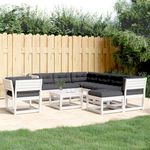 VIDAXL Salon de jardin avec coussins 8 pcs blanc bois de pin massif