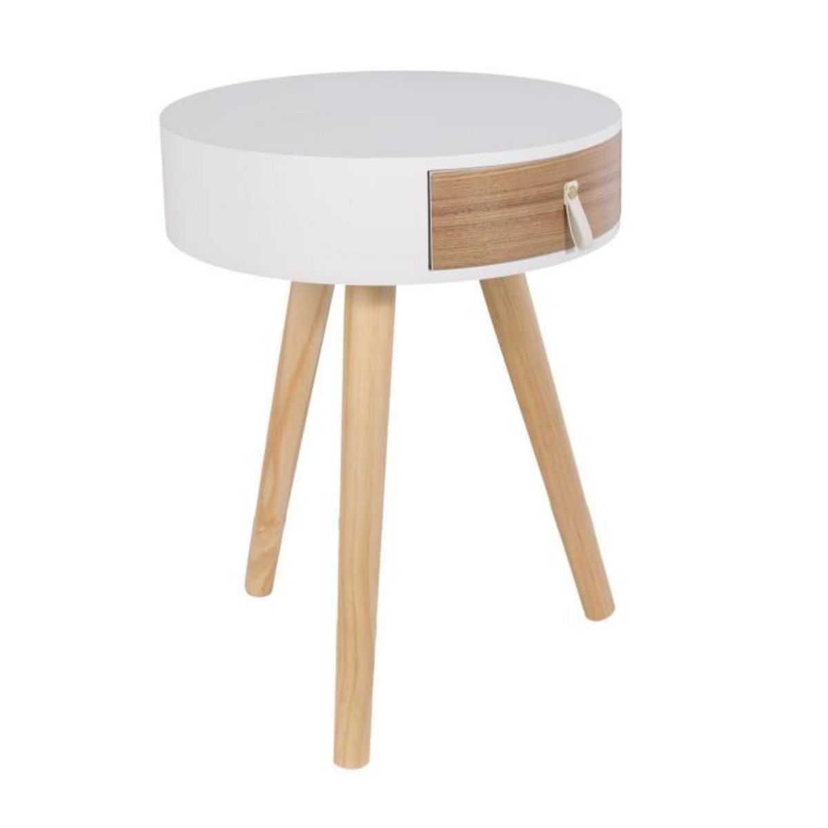 Paris Prix Table de Chevet 1 Tiroir  Nora  46cm Blanc