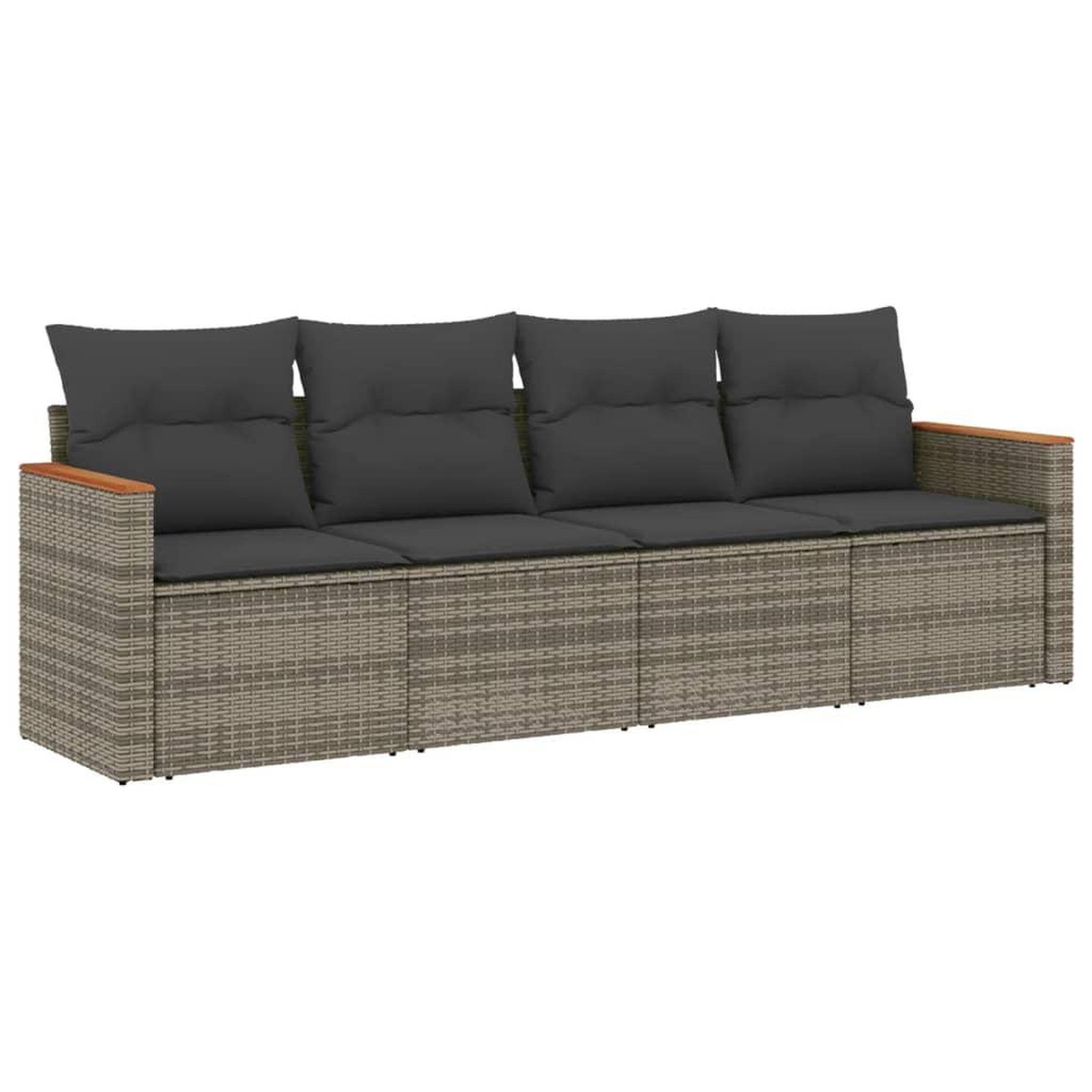 Voir la diapositive 2 : VIDAXL Salon de jardin 4 pcs avec coussins gris resine tressee