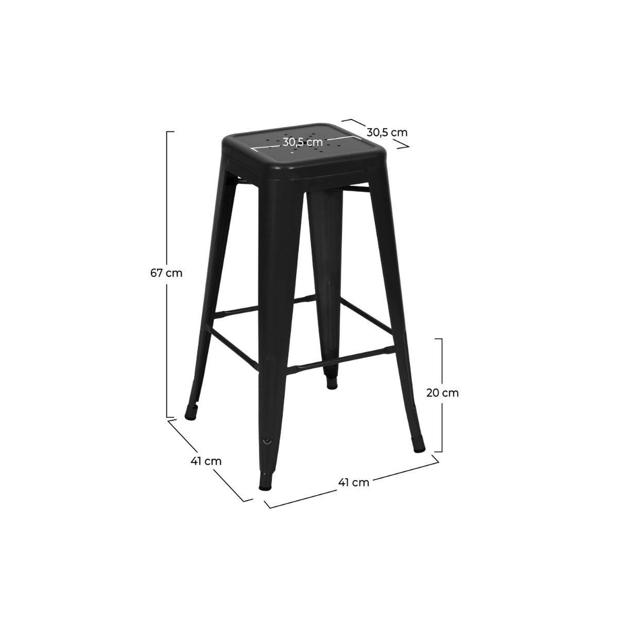 Voir la diapositive 4 : MAISON PAVANE Lot de 2 tabourets pour îlot central 66 cm en métal noir mat-indus