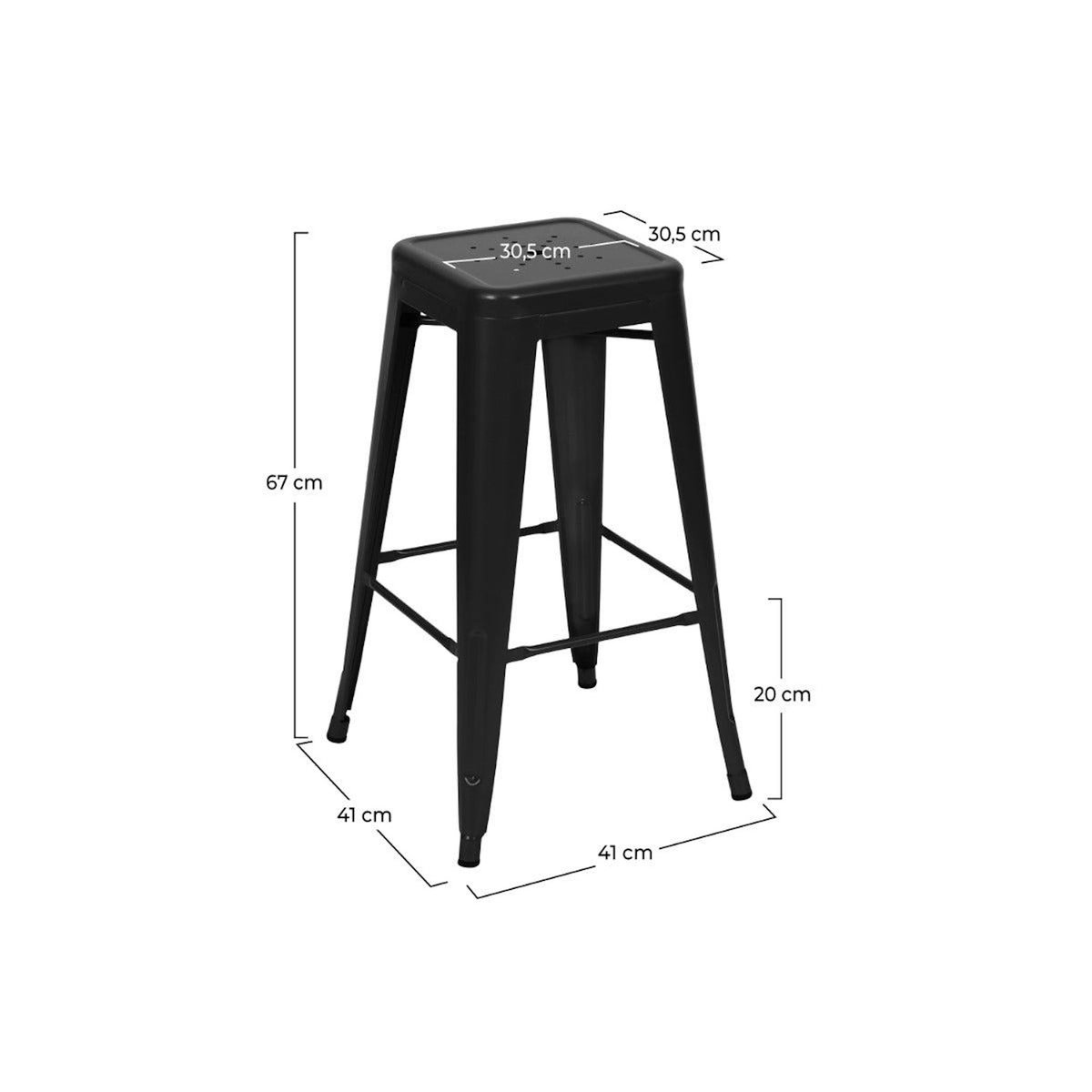 MAISON PAVANE Lot de 2 tabourets pour îlot central 66 cm en métal noir mat-Indus