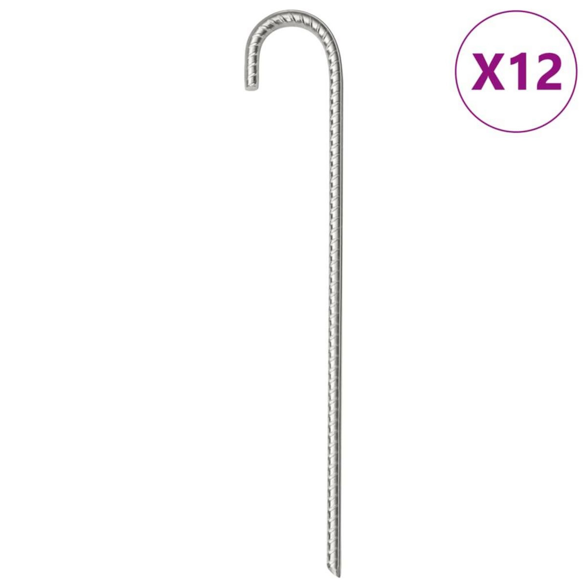 VIDAXL Piquets de tente 12 pcs 37 cm Ø10 mm acier galvanise