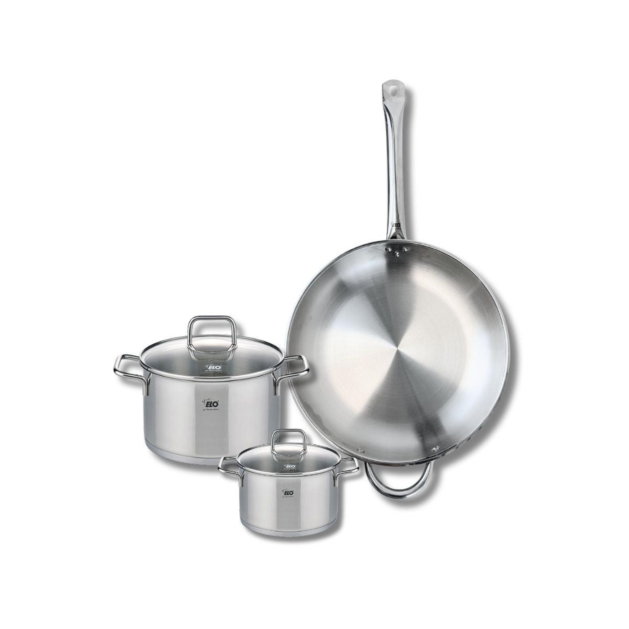 ELO Ensemble de 1 poêle de cuisson 32 cm et 2 faitouts 14 et 20 cm elo profi citrin