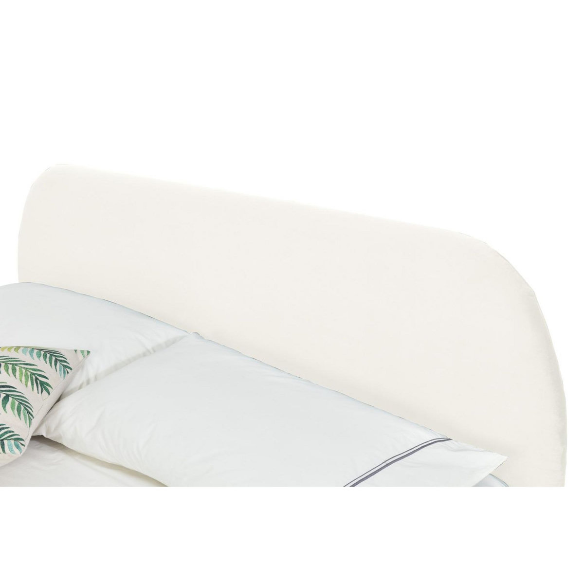 CONCEPT USINE Structure de lit 160 x 200 cm en velours beige et pieds noirs PHOENIX