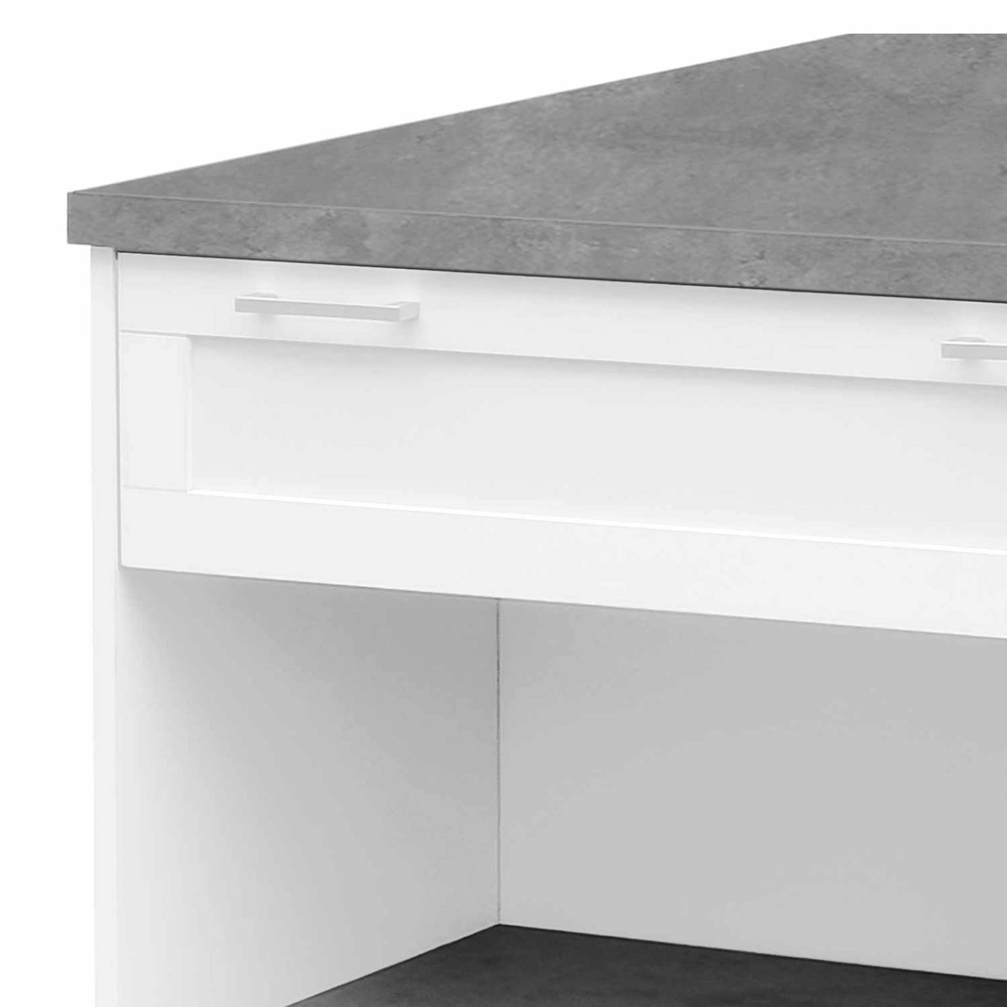 Voir la diapositive 6 : ID MARKET Ilot central mange debout 4 personnes vito 130 cm blanc et plateau effet béton