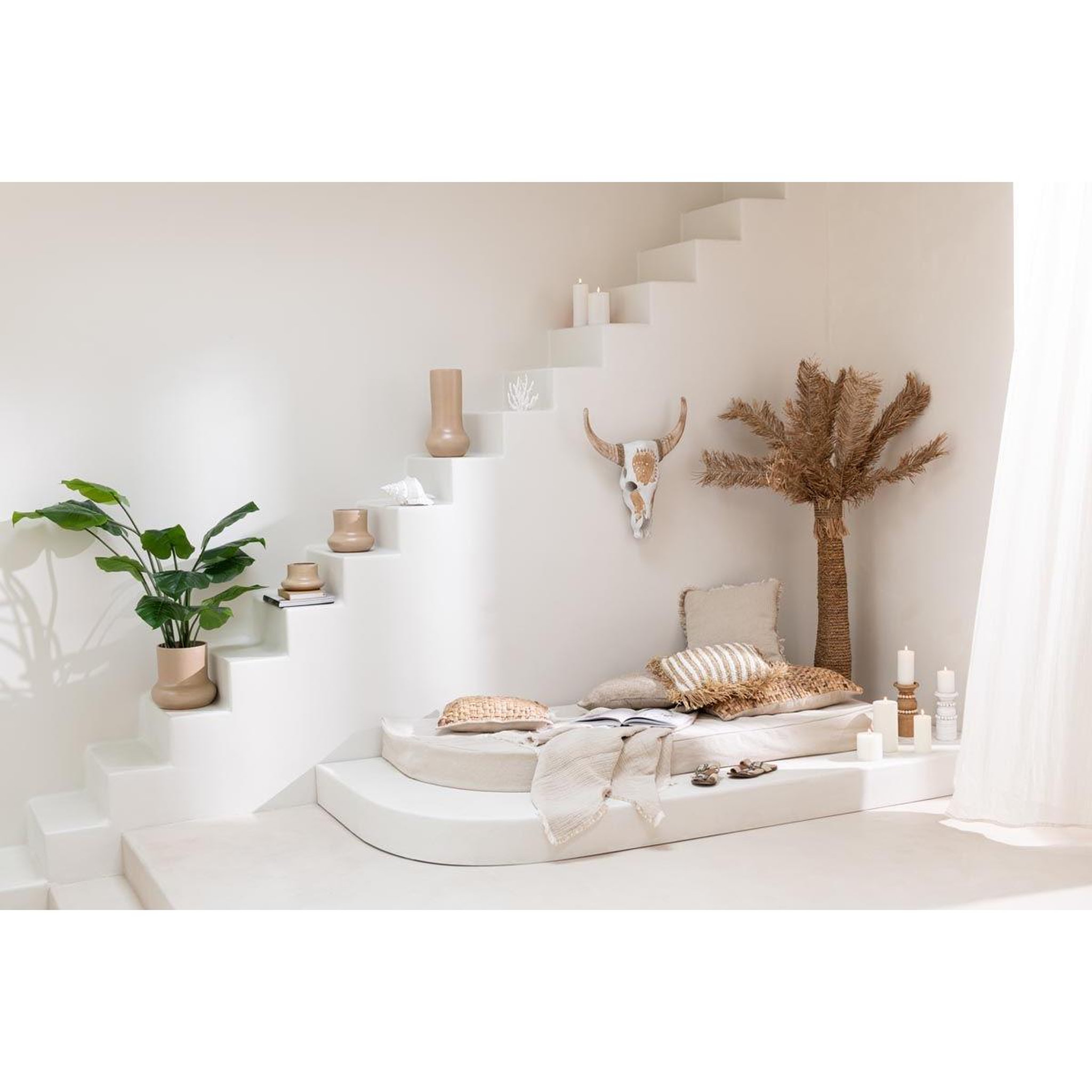 Voir la diapositive 4 : J-LINE Vase en céramique  organique  40cm beige