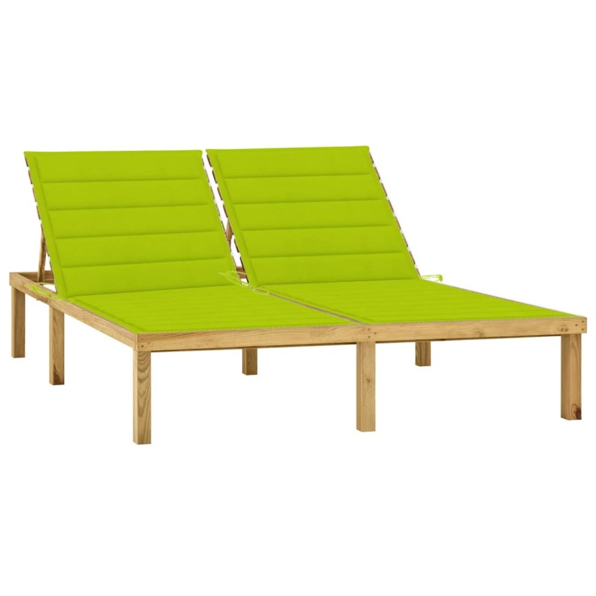 VIDAXL Chaise longue double et coussins vert vif Bois de pin impregne