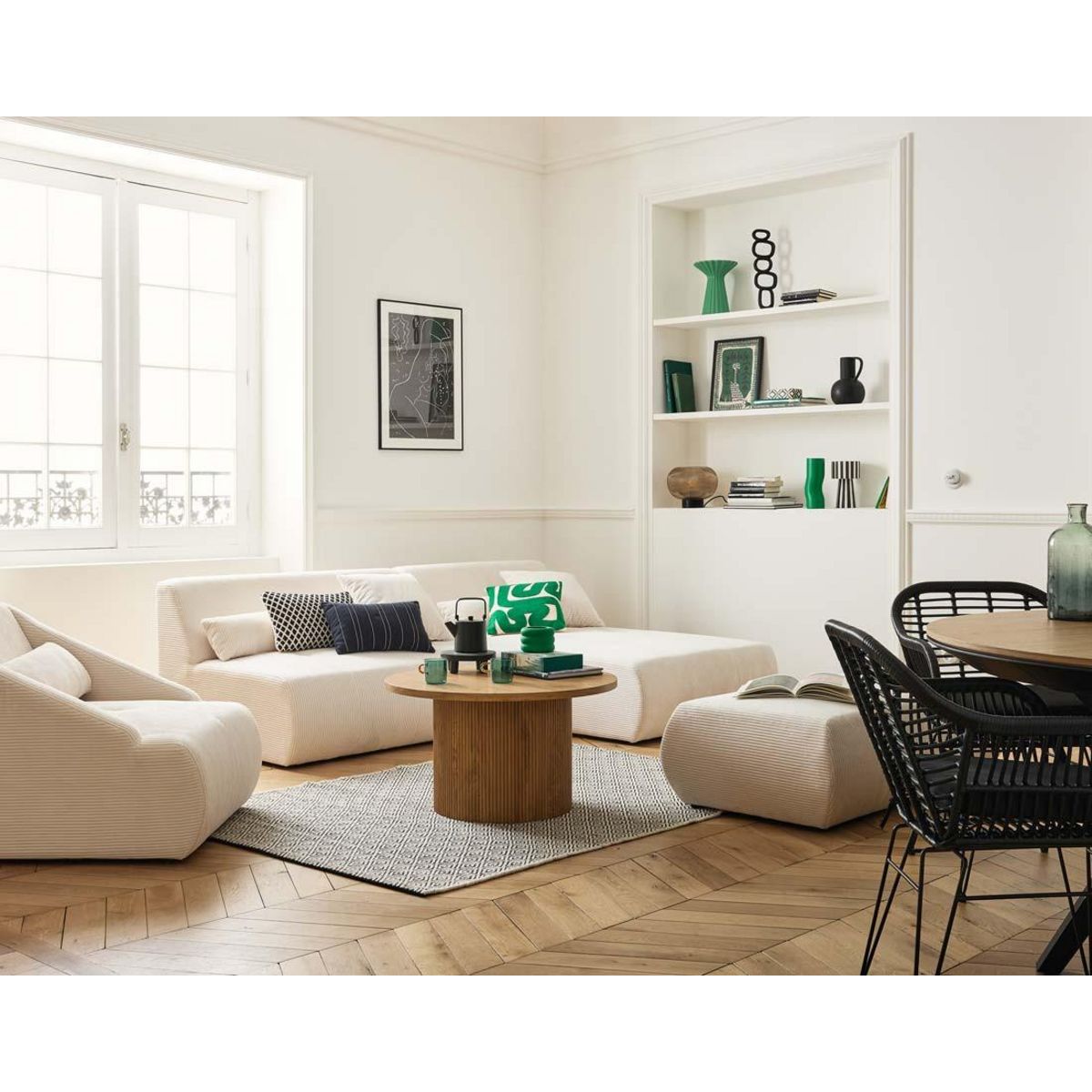 LISA DESIGN Onyx - canapé modulable d'angle réversible 4 places - en velours côtelé