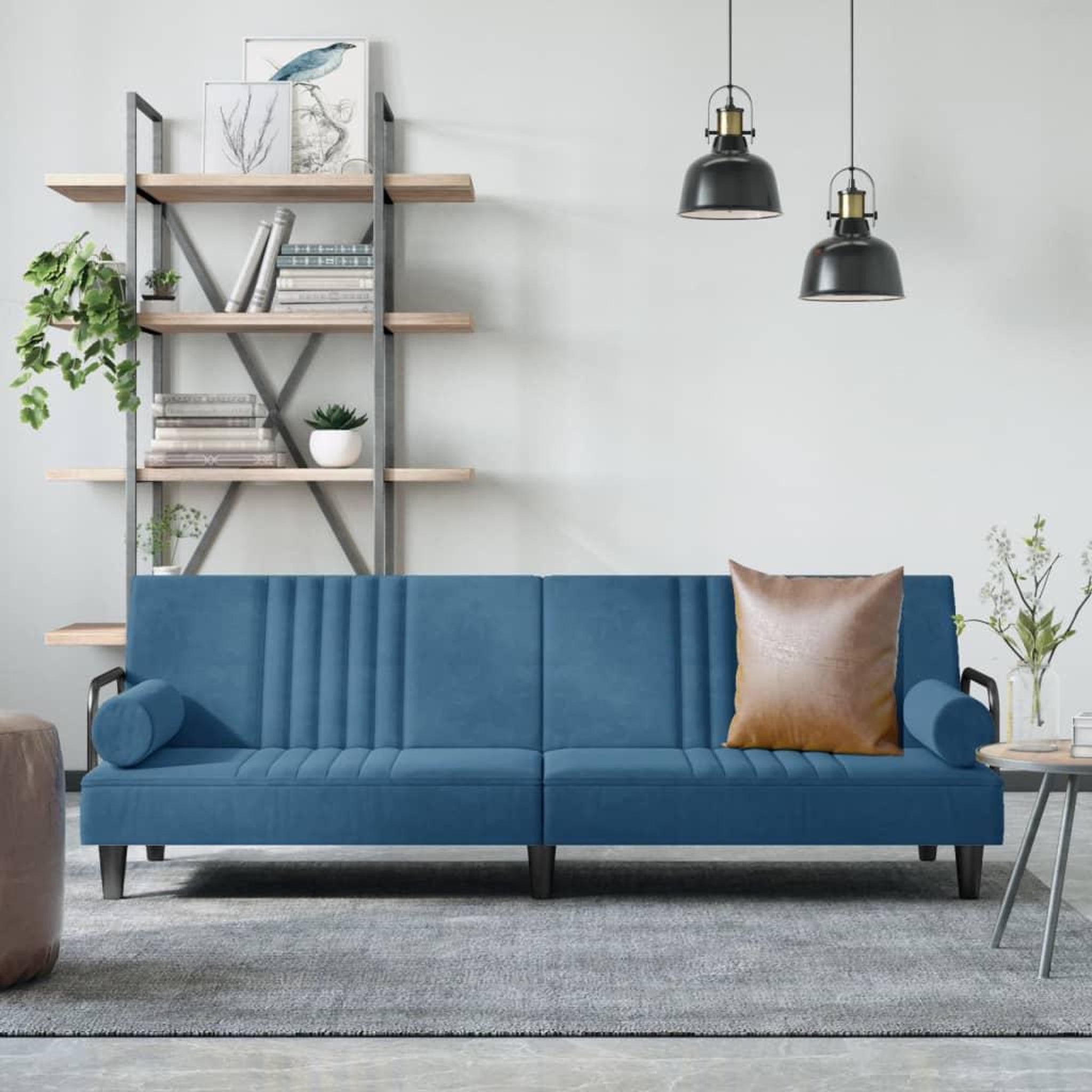 Voir la diapositive 1 : VIDAXL Canape-lit avec accoudoirs bleu velours