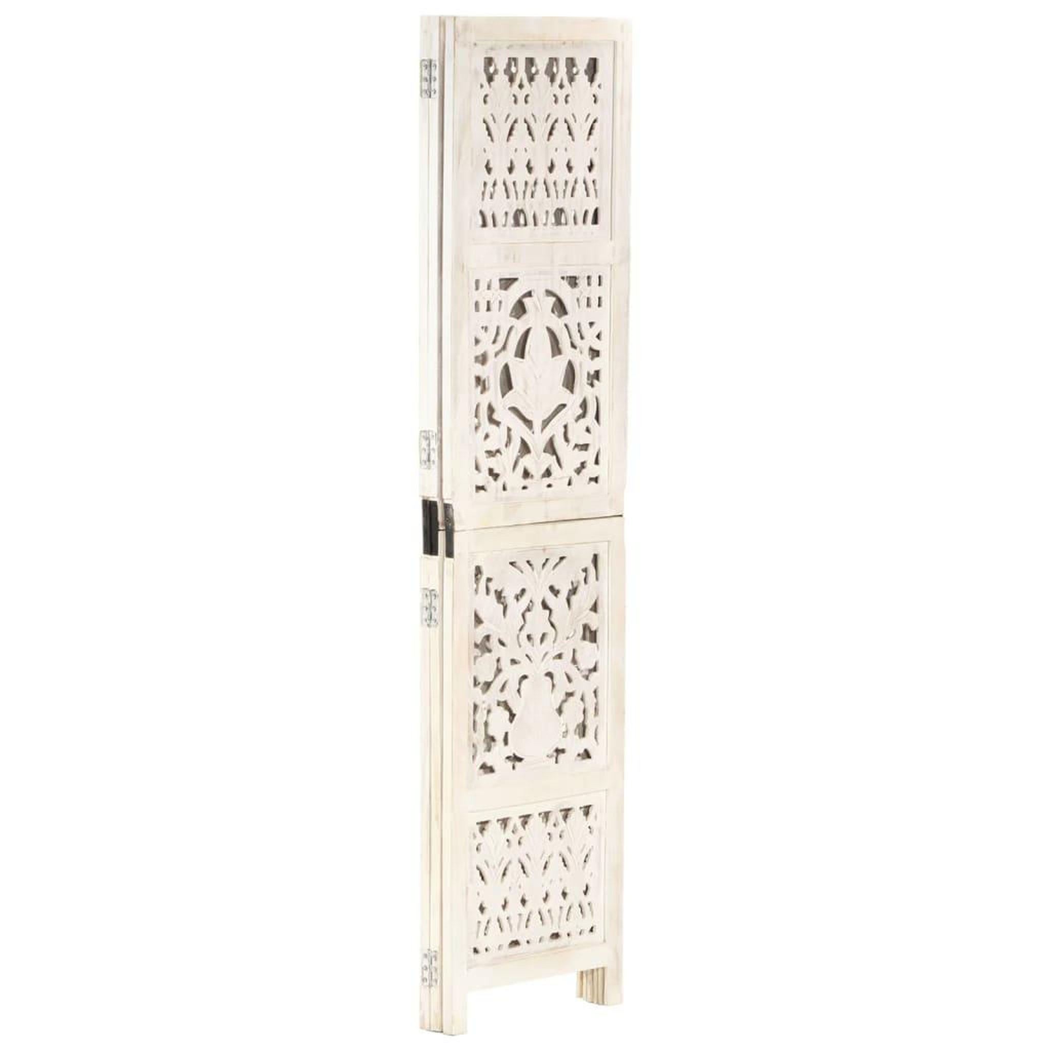 Voir la diapositive 2 : VIDAXL Cloison de separation 3 panneaux Blanc 120x165 cm Bois manguier