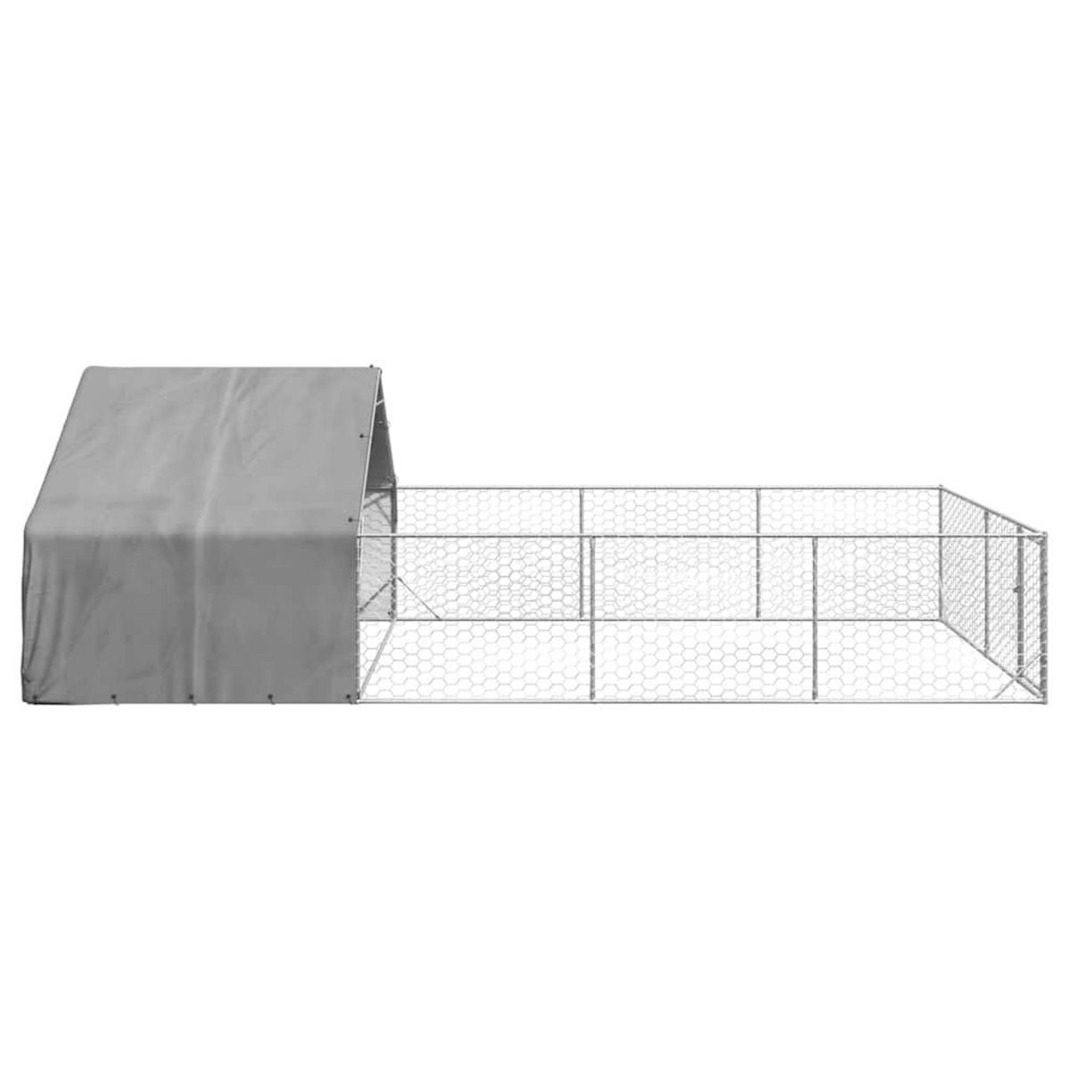 VIDAXL Niche d'exterieur pour chien enclos 7x3x1,9 m acier galvanise