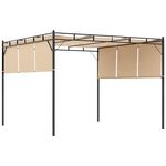 OUTSUNNY Pergola rétractable dim. 3L x 3l x 2,2H m structure acier époxy anticorrosion noir triple toile polyester haute densité beige