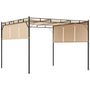 Voir la diapositive 1 : OUTSUNNY Pergola rétractable dim. 3L x 3l x 2,2H m structure acier époxy anticorrosion noir triple toile polyester haute densité beige