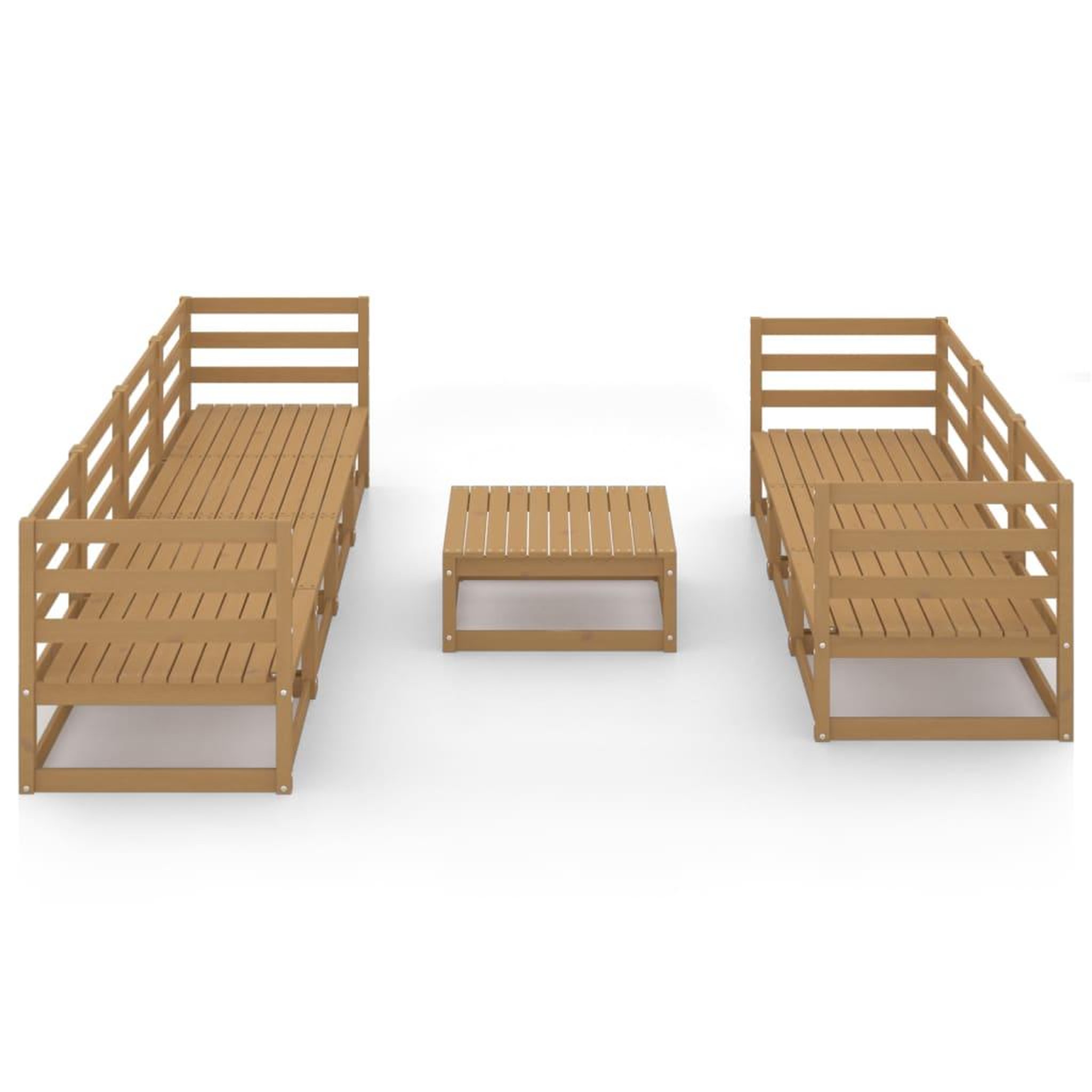 Voir la diapositive 3 : VIDAXL Salon de jardin 8 pcs marron miel bois de pin massif