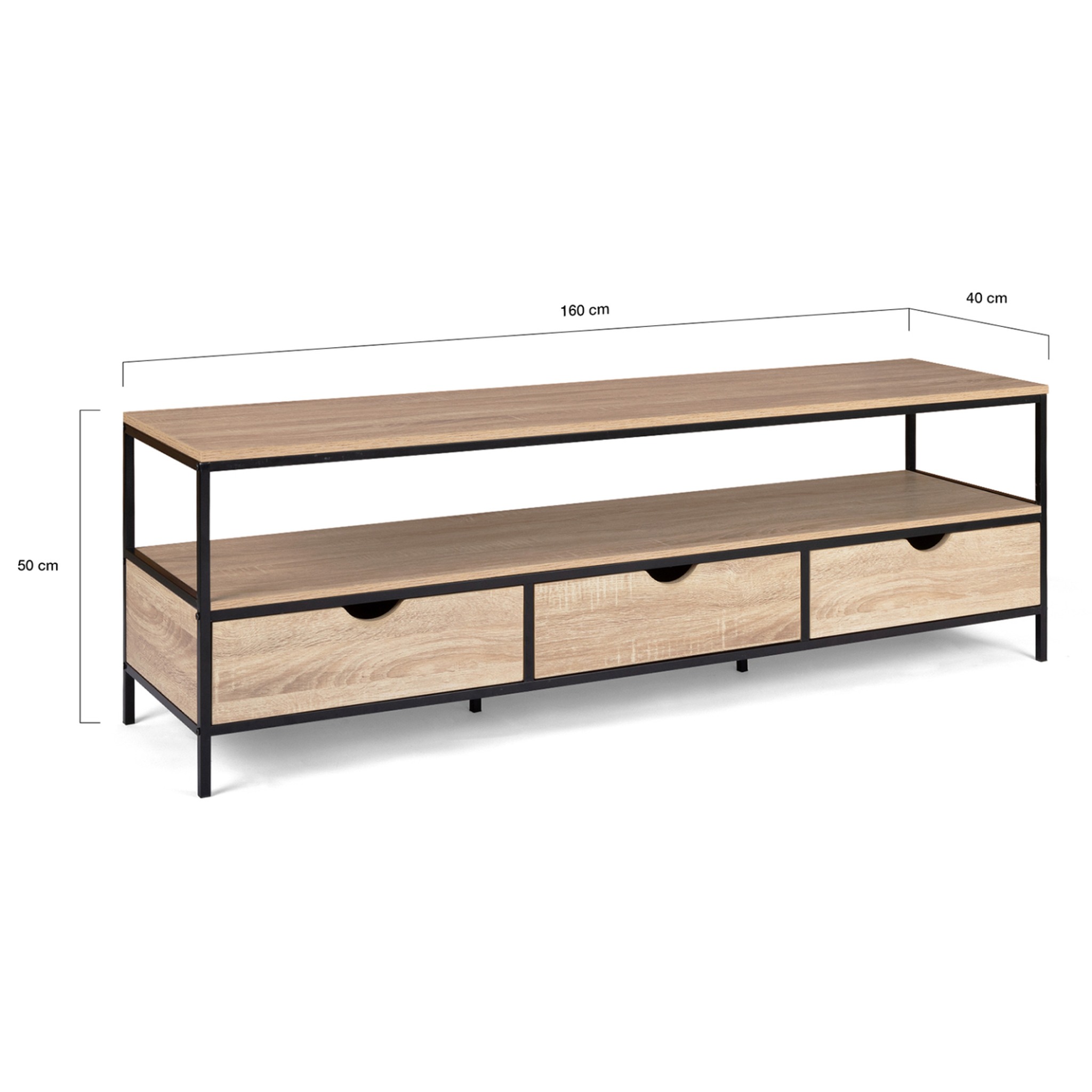 Voir la diapositive 5 : ID MARKET Meuble tv 160 cm detroit 3 tiroirs design industriel