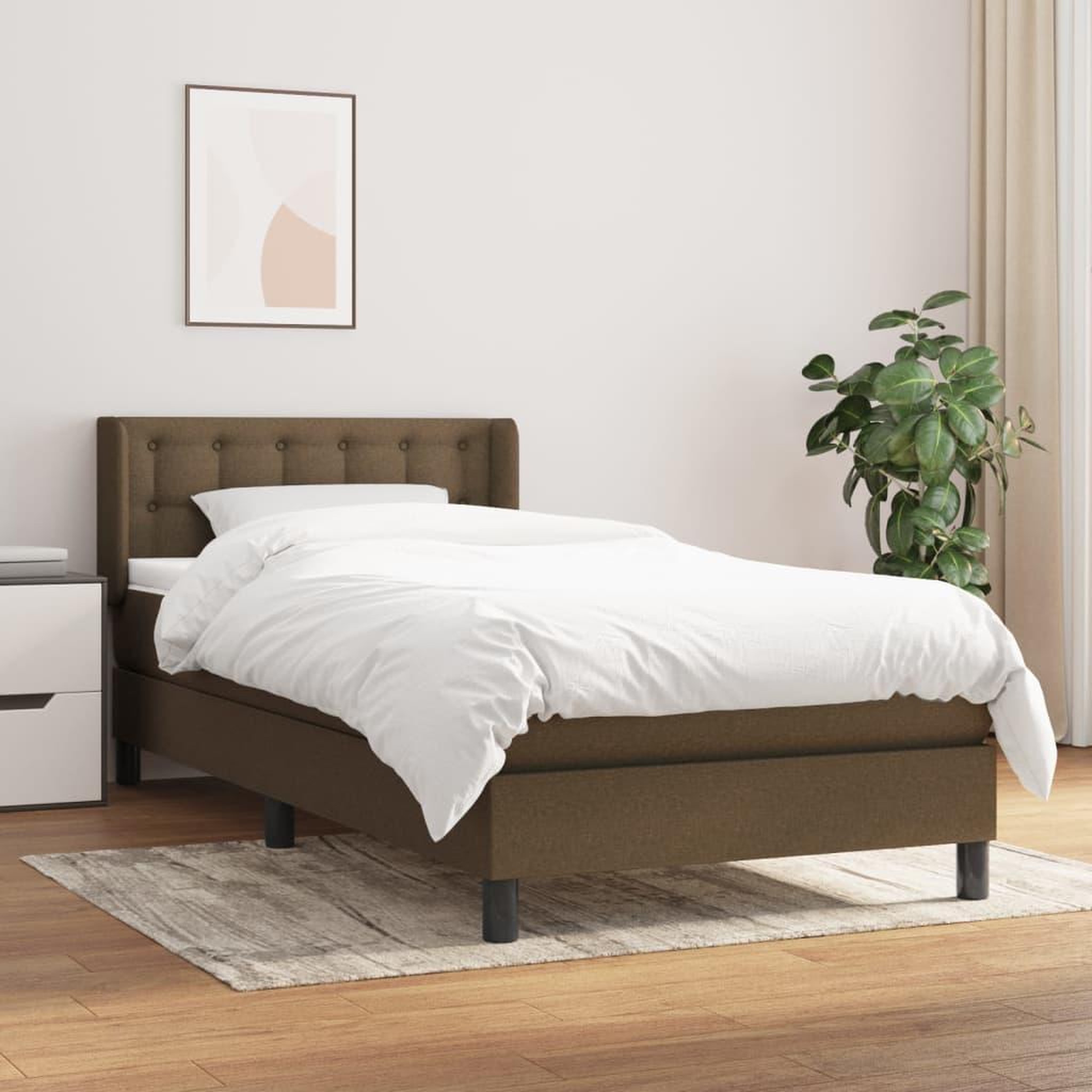 Voir la diapositive 2 : VIDAXL Sommier a lattes de lit avec matelas Marron fonce 80x200 cm