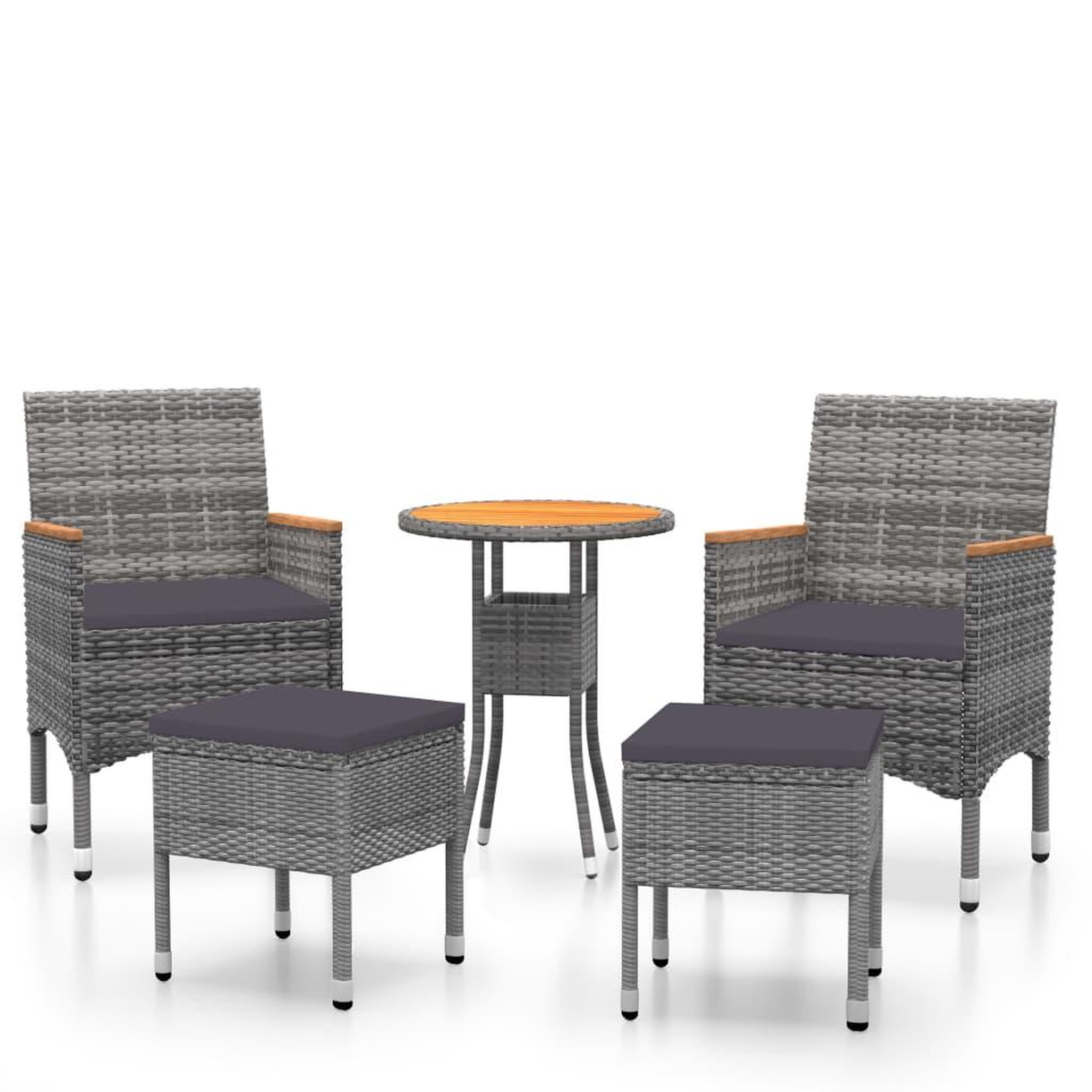 Voir la diapositive 2 : VIDAXL Salon de jardin 5 pcs Resine tressee Gris