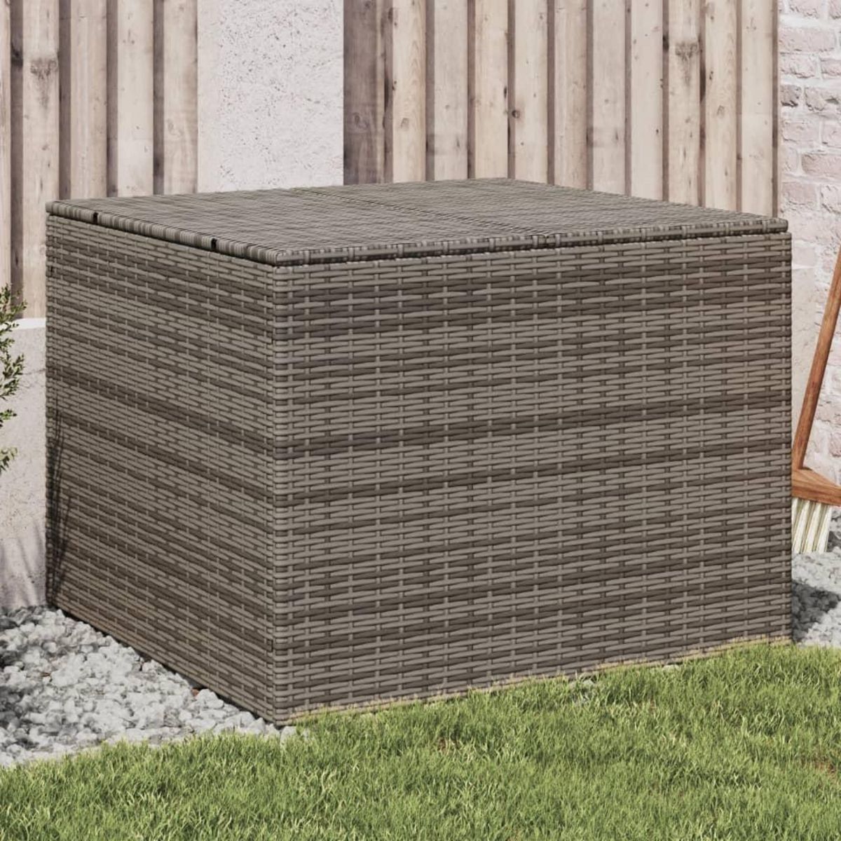 VIDAXL Boîte de rangement de jardin gris 291L resine tressee