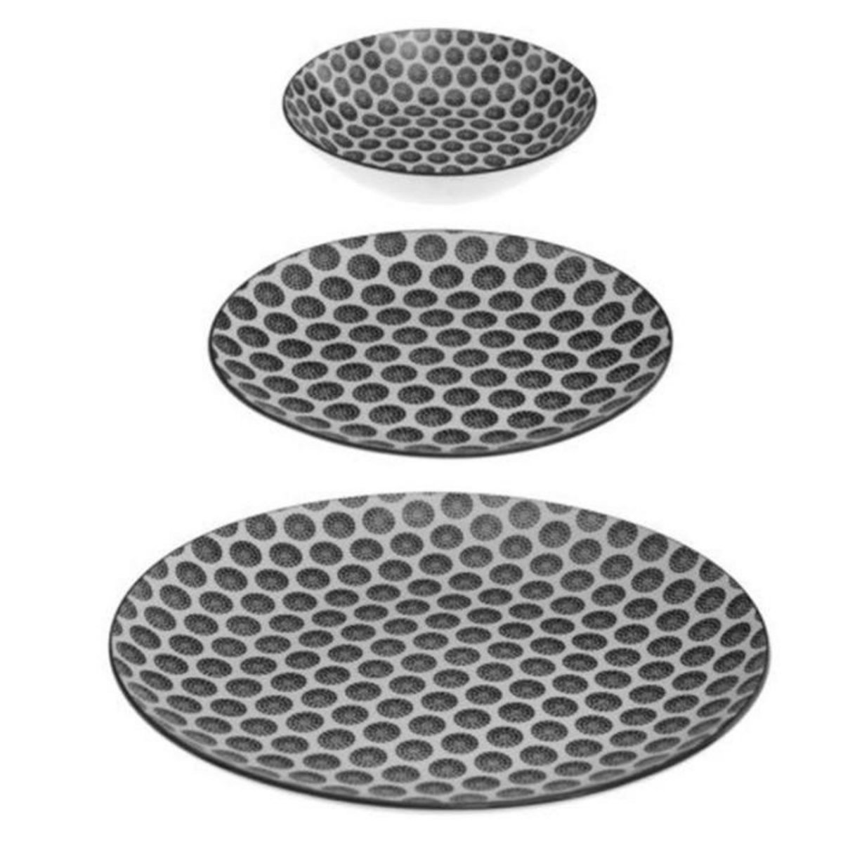 SECRET DE GOURMET Service de Table 18 Pièces  Bohemia Rond  27cm Noir