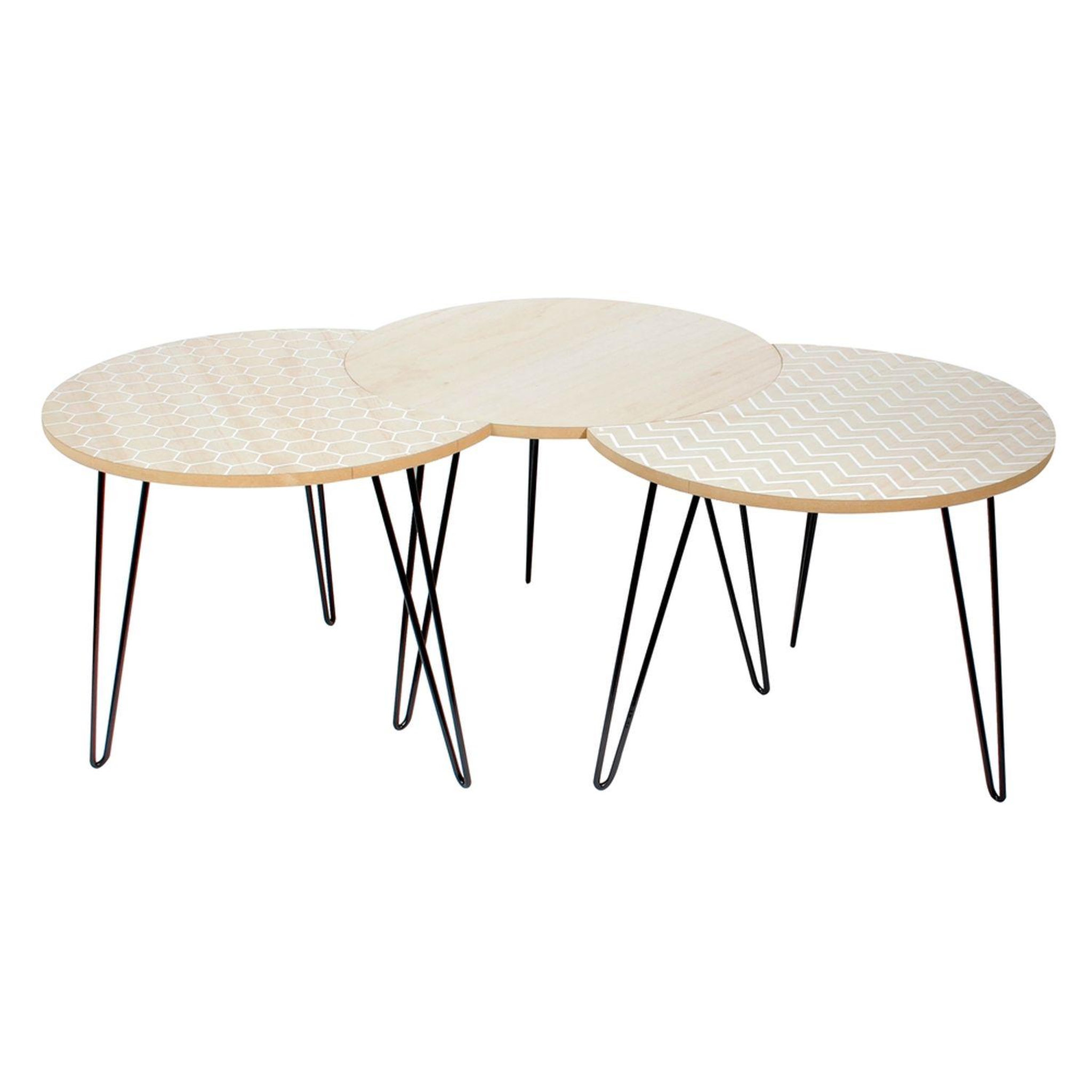 Voir la diapositive 3 : The Home Deco Factory 3 tables scandinaves - diam. 45 cm