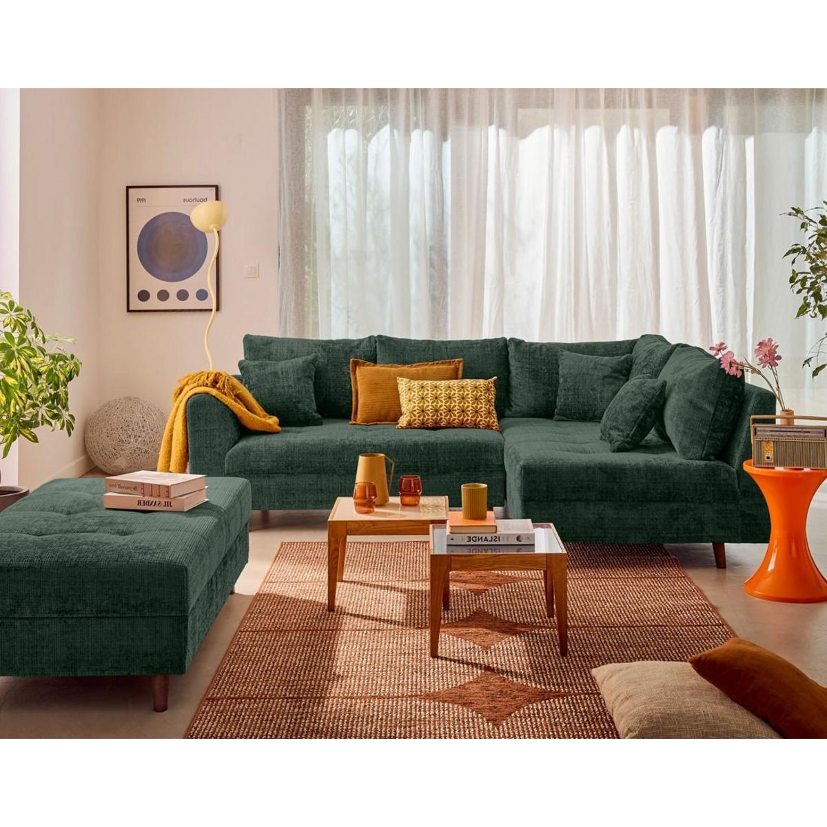 LISA DESIGN Rune - canapé d'angle droit 4 places en velours texturé