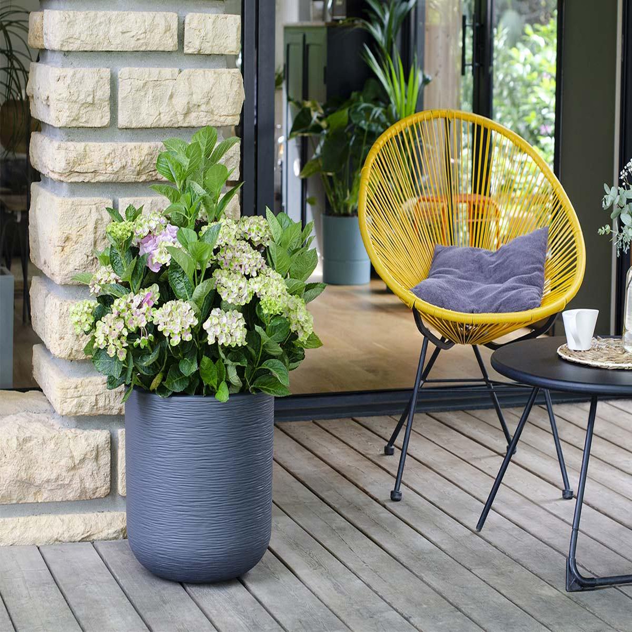 Voir la diapositive 2 : Eda Pot de fleurs rond en plastique graphit up anthracite - ø 50 cm - eda