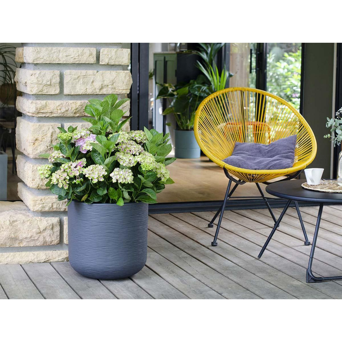 Eda Pot de fleurs rond en plastique Graphit Up anthracite - Ø 50 cm - Eda