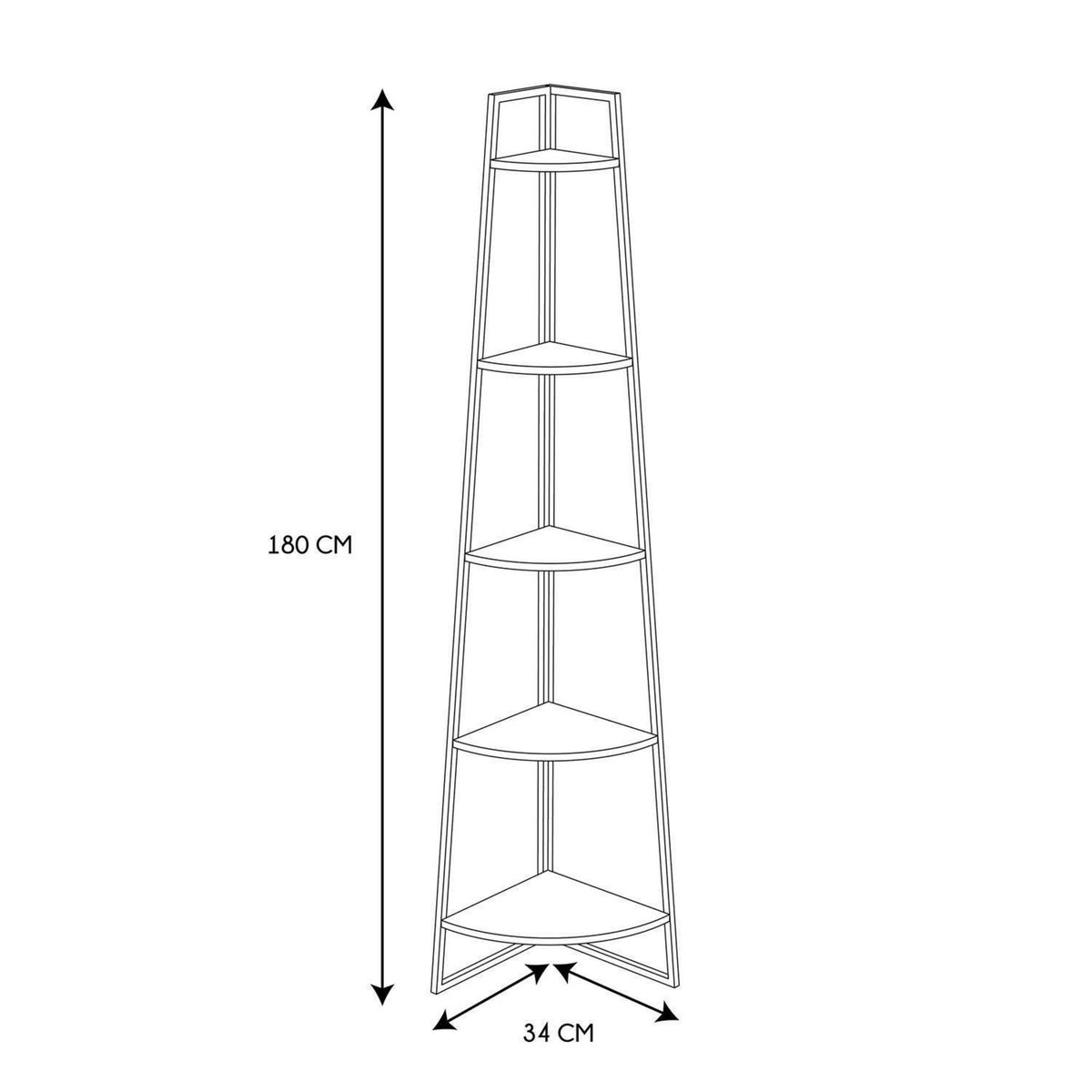 The Home Deco Factory Etagère d'angle 5 niveaux en bois et métal EDISON - Blanc et marron