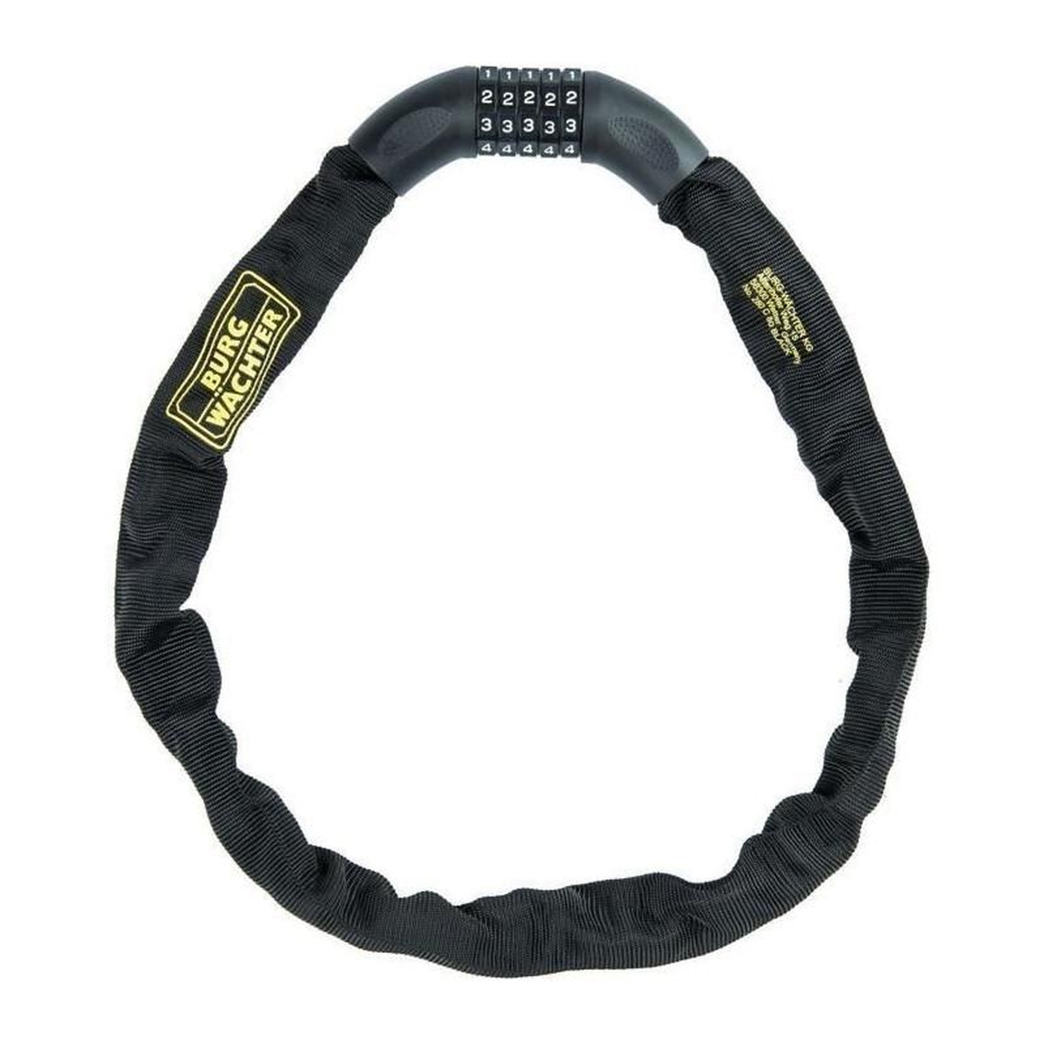 Voir la diapositive 2 : BURG WACHTER Antivol vélo chaîne - BURG WACHTER - 280 C 90 BLACK - Acier 6 mm, gainé, code