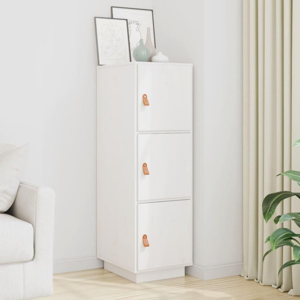 VIDAXL Buffet haut Blanc 34x40x108,5 cm Bois massif de pin