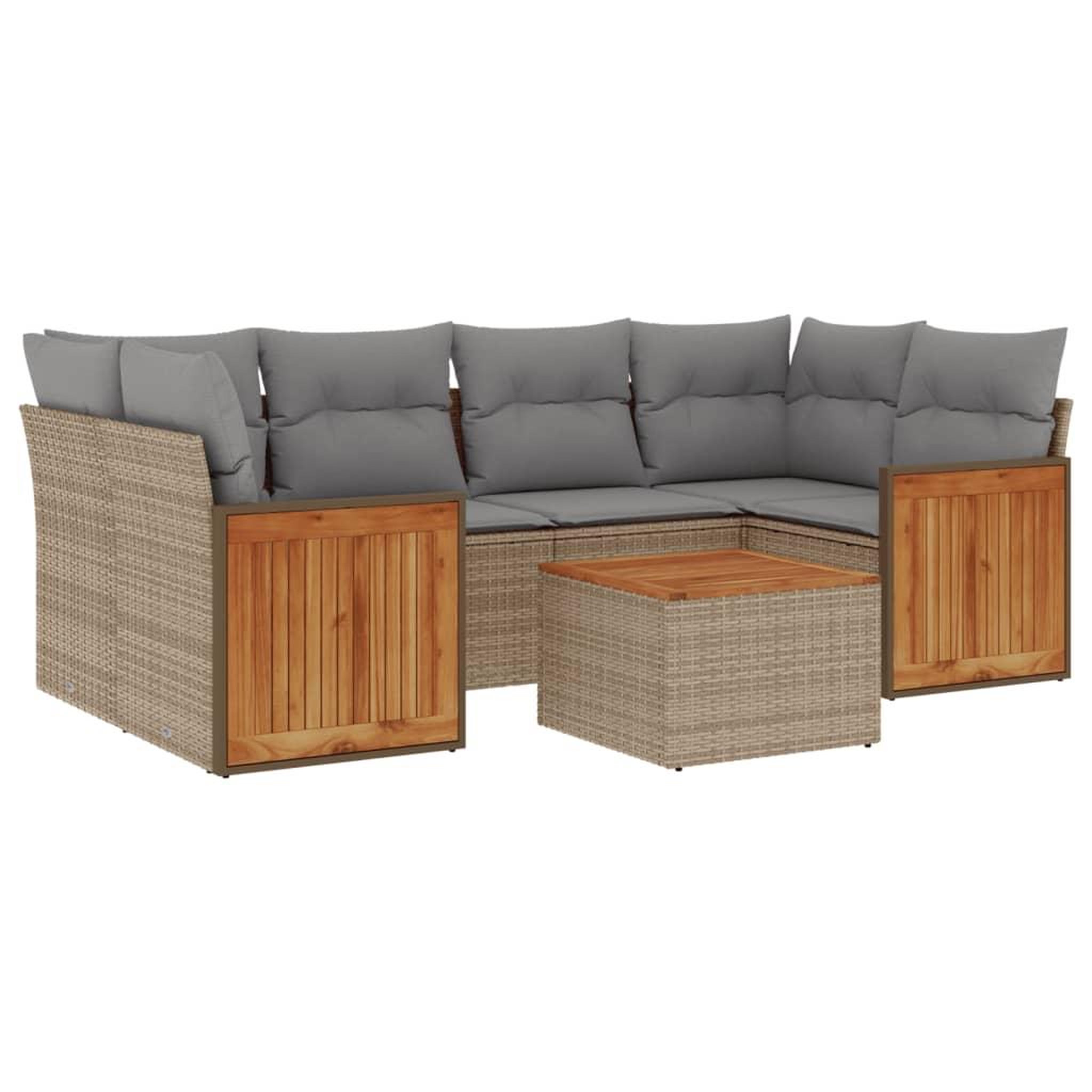 Voir la diapositive 2 : VIDAXL Salon de jardin avec coussins 7 pcs beige resine tressee