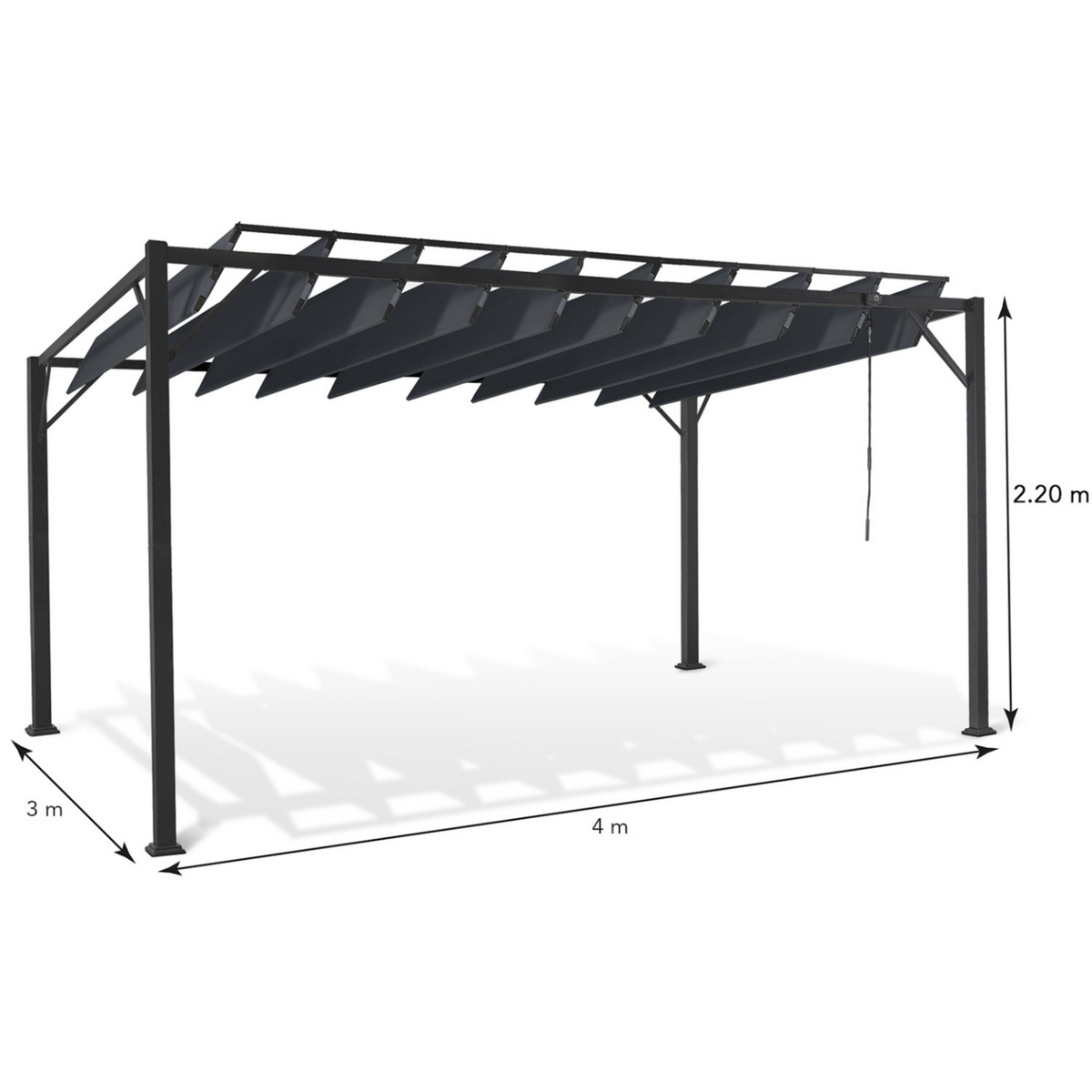 ID MARKET Pergola lames orientables 3x4 M gris anthracite