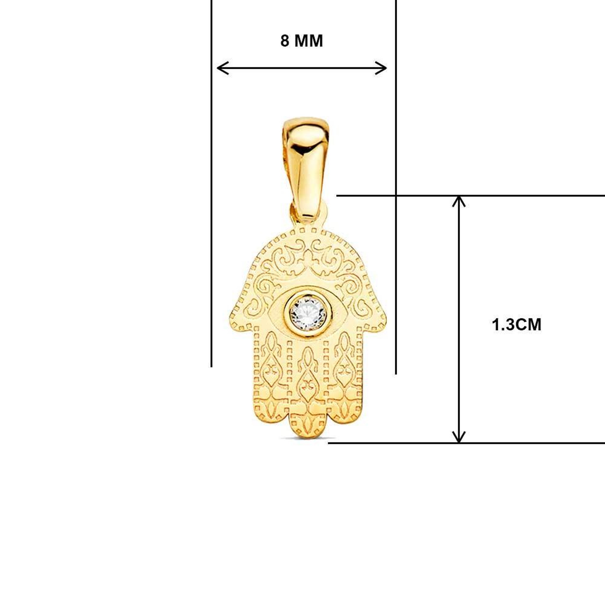 Voir la diapositive 3 : L'ATELIER D'AZUR Collier - Pendentif Or 18 Carats 750/000 Main de Fatma Jaune - Chaine Dorée