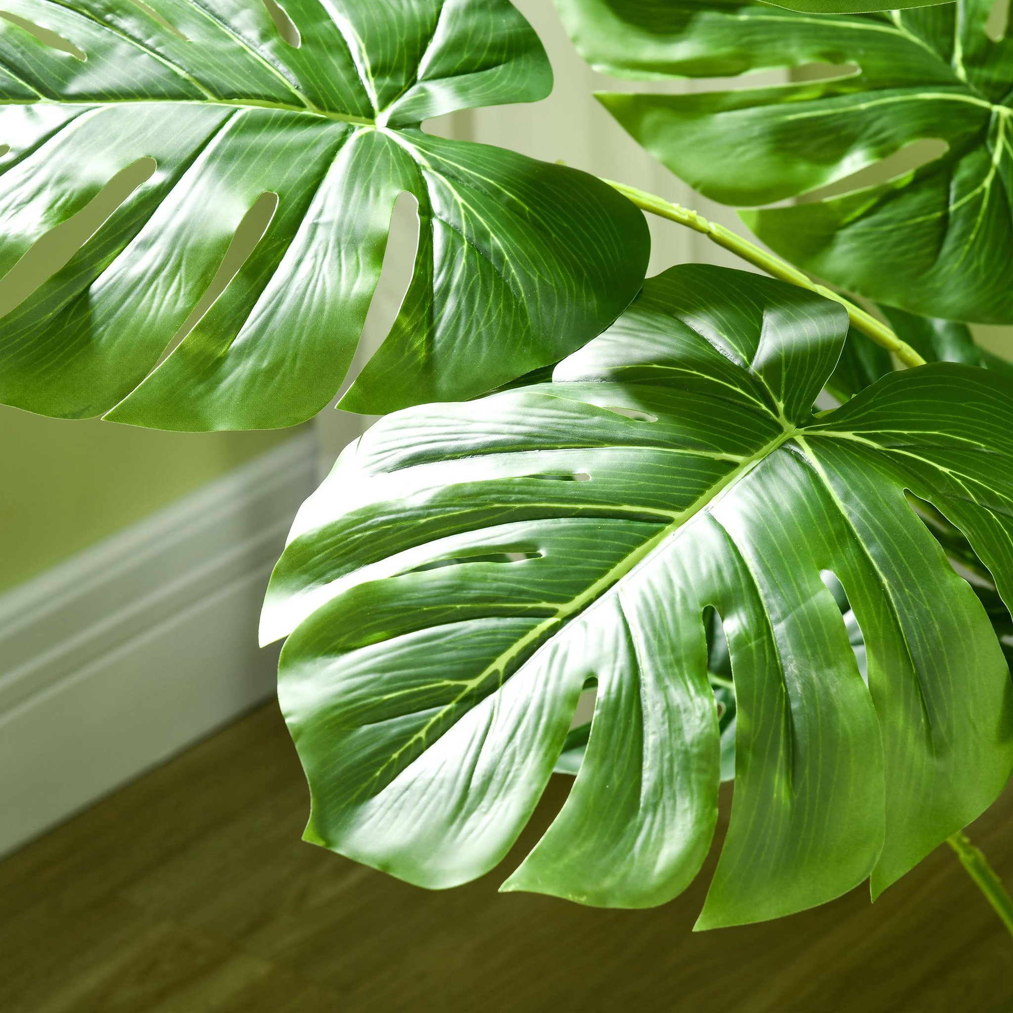 Voir la diapositive 6 : HOMCOM Arbre artificiel plante artificielle Monstera H. 120 cm tronc branches lichen feuilles de tortue grand réalisme pot inclus