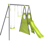 Habitat et Jardin Portique de jeu en métal avec toboggan  Kylian  - 4 agrès - Vert