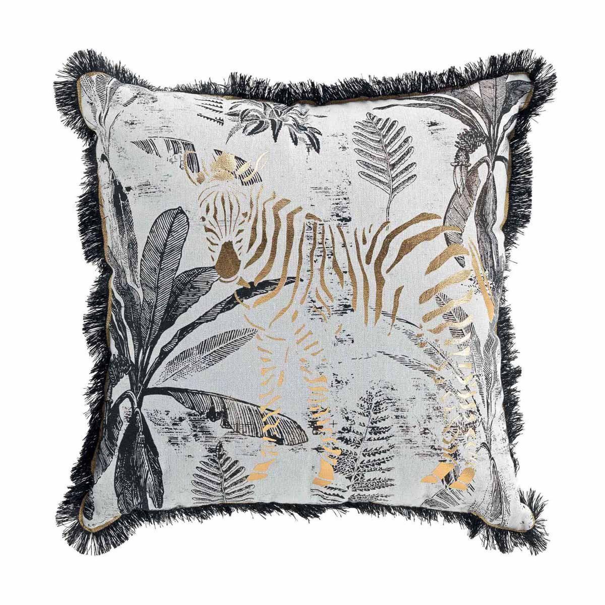 Voir la diapositive 1 : Douceur d'Intérieur Coussin à Franges  Zebrion  45x45cm Blanc
