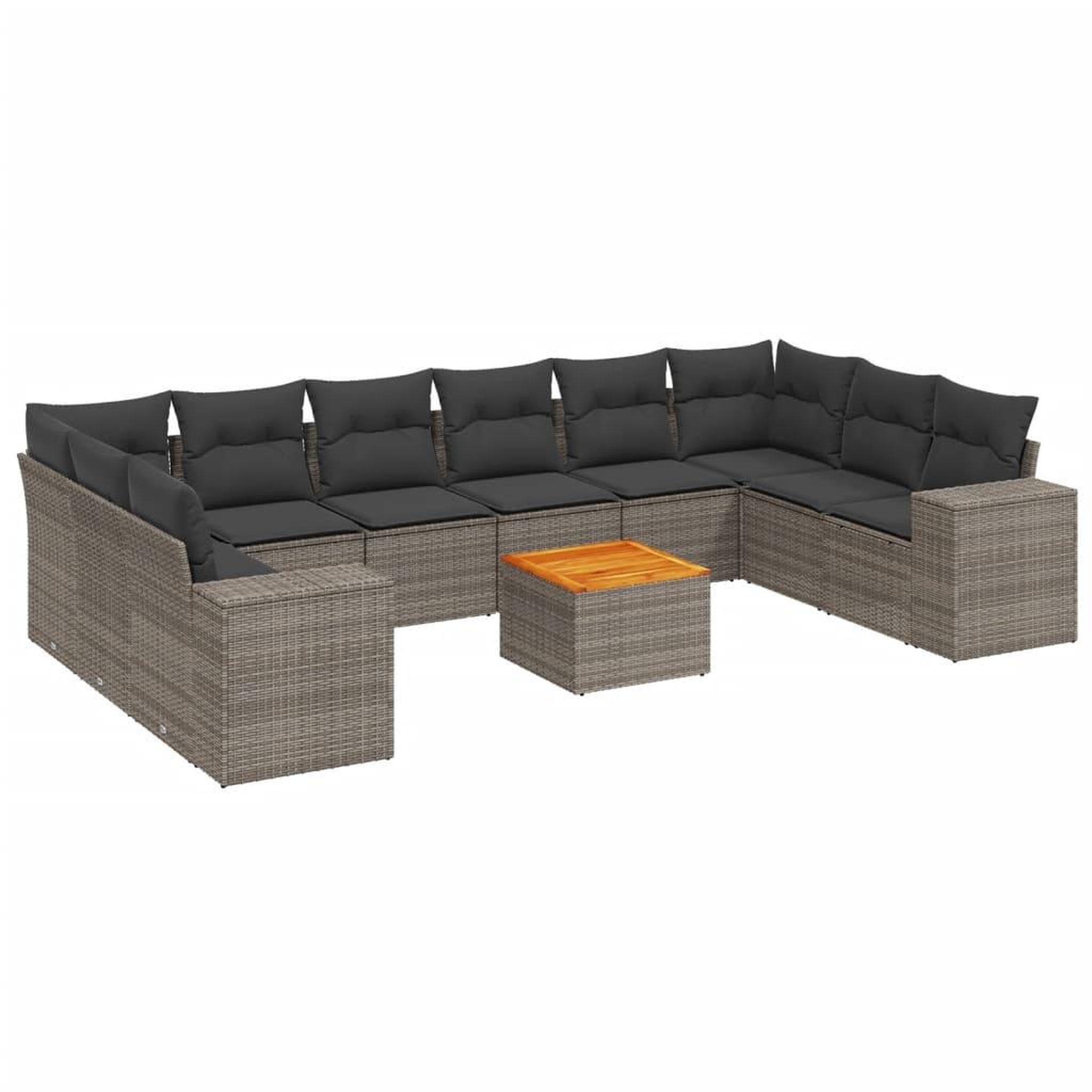 Voir la diapositive 2 : VIDAXL Salon de jardin 11 pcs avec coussins gris resine tressee