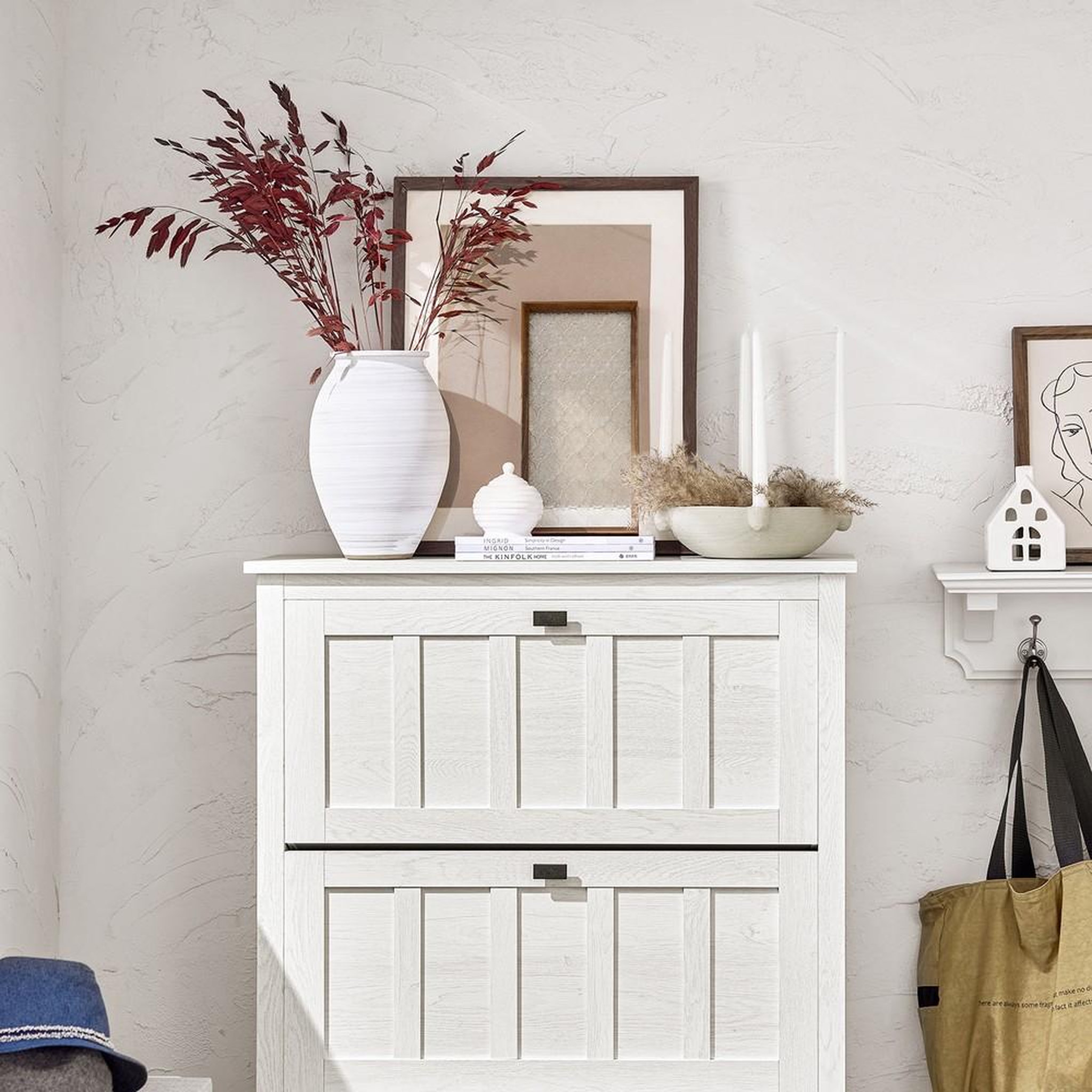 Voir la diapositive 5 : SOBUY SoBuy - Meuble À Chaussures 3 portes - Blanc - 80x30x111cm - Nordique - FSR162-W