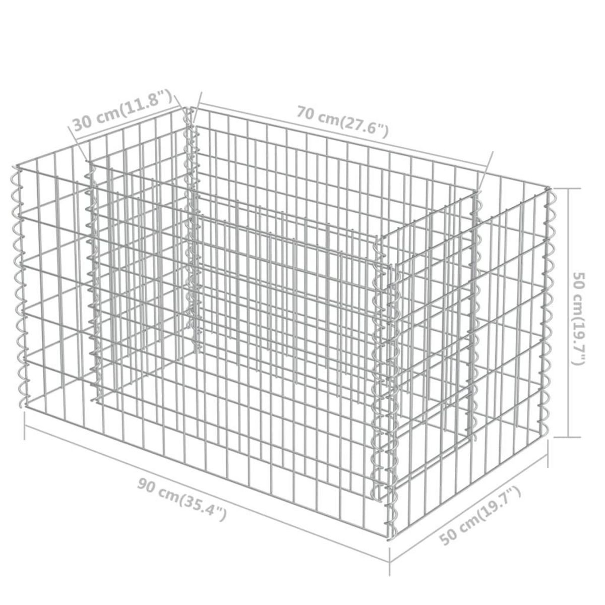 VIDAXL Lit sureleve a gabion Acier galvanise 90x50x50 cm