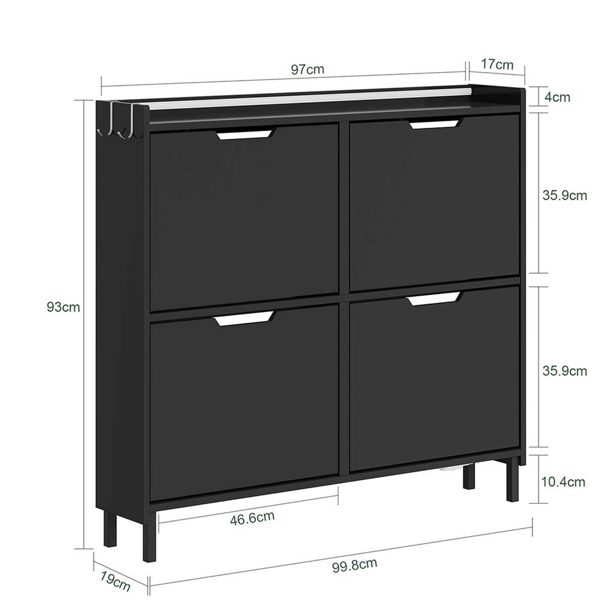 Voir la diapositive 3 : SOBUY Armoire à chaussures pliante Noir 97x46x93cm FSR100-E-SCH