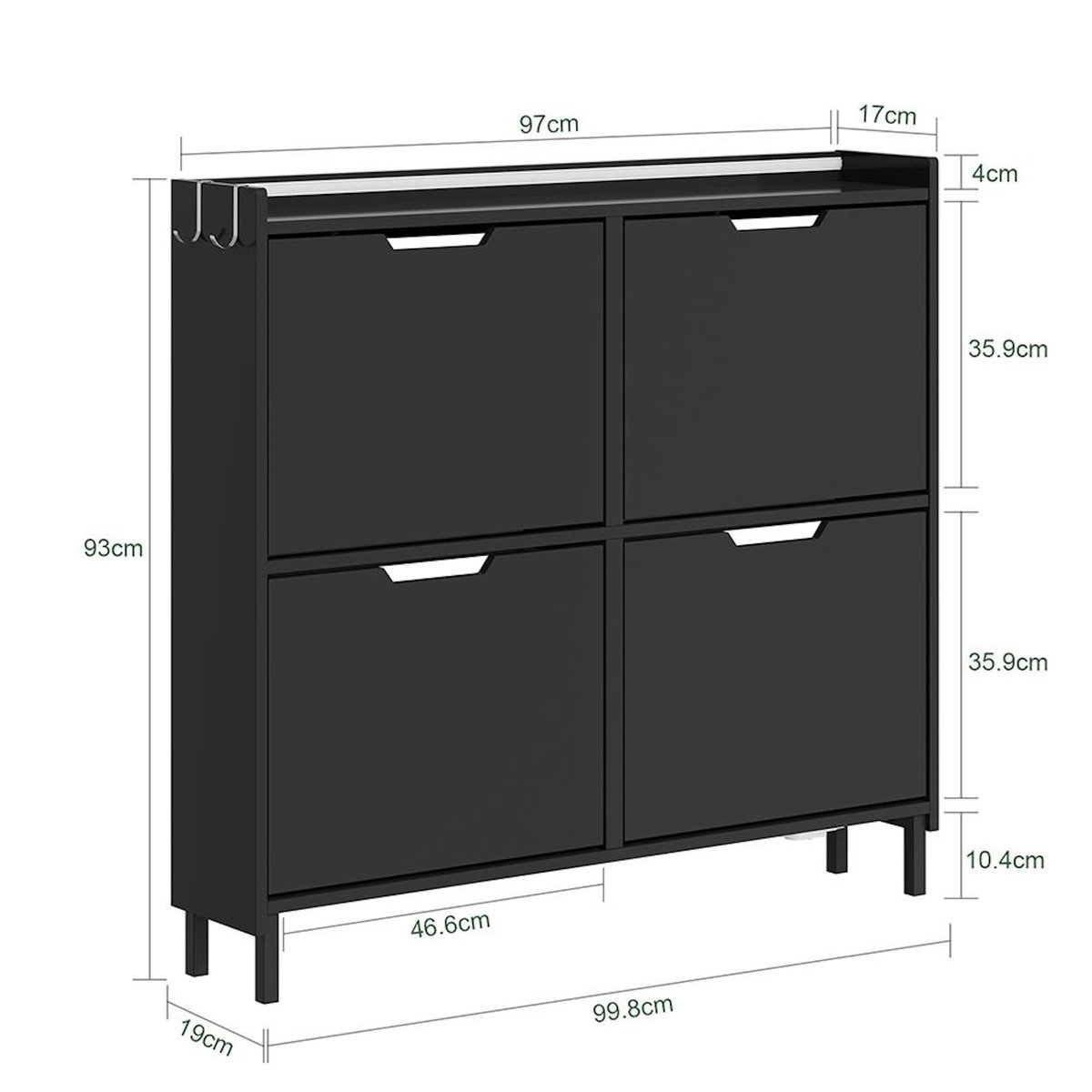 SOBUY Armoire à chaussures pliante Noir 97x46x93cm FSR100-E-SCH
