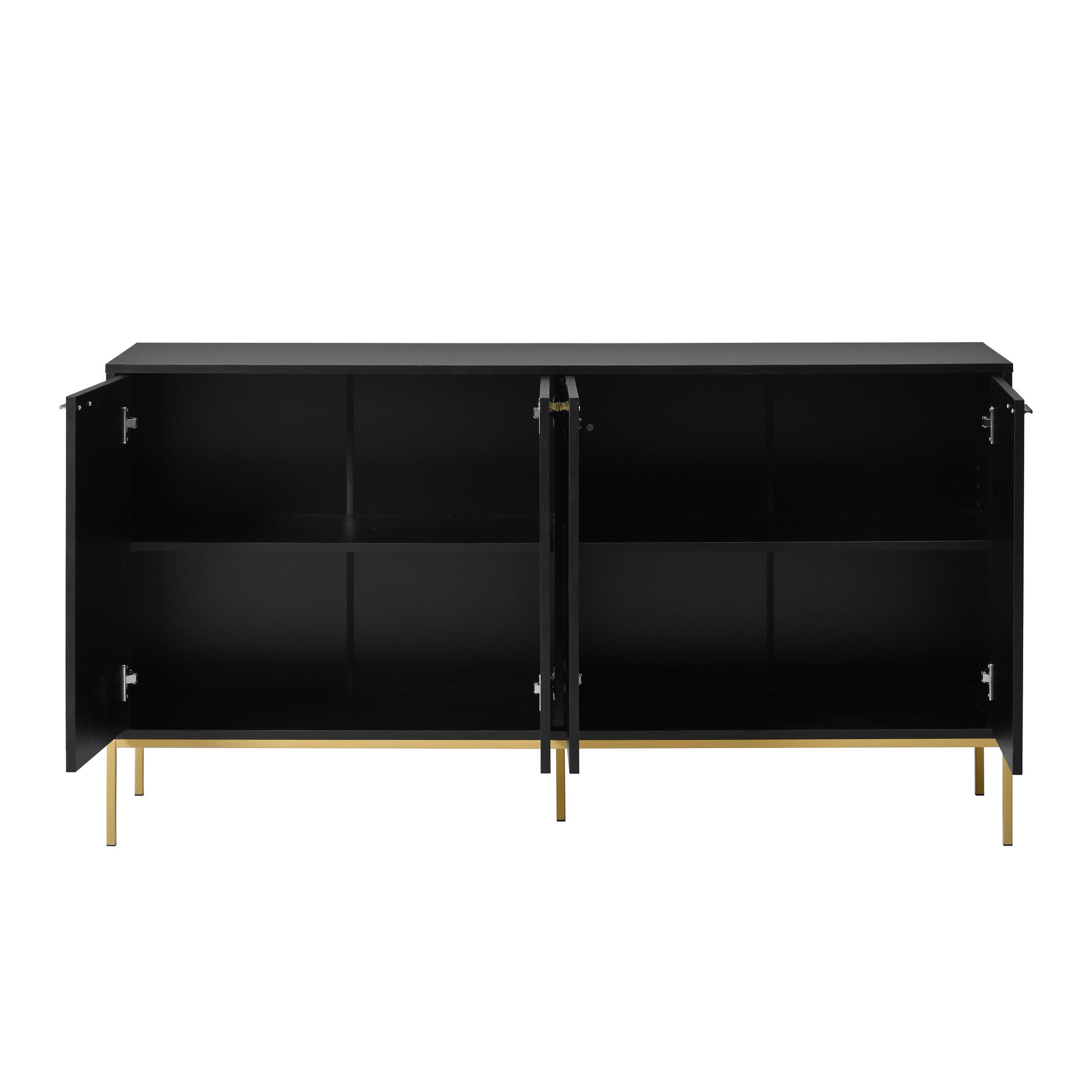 Voir la diapositive 5 : MERAX Buffet 4 portes 0 tiroir - 150cm noir panneaux de particules