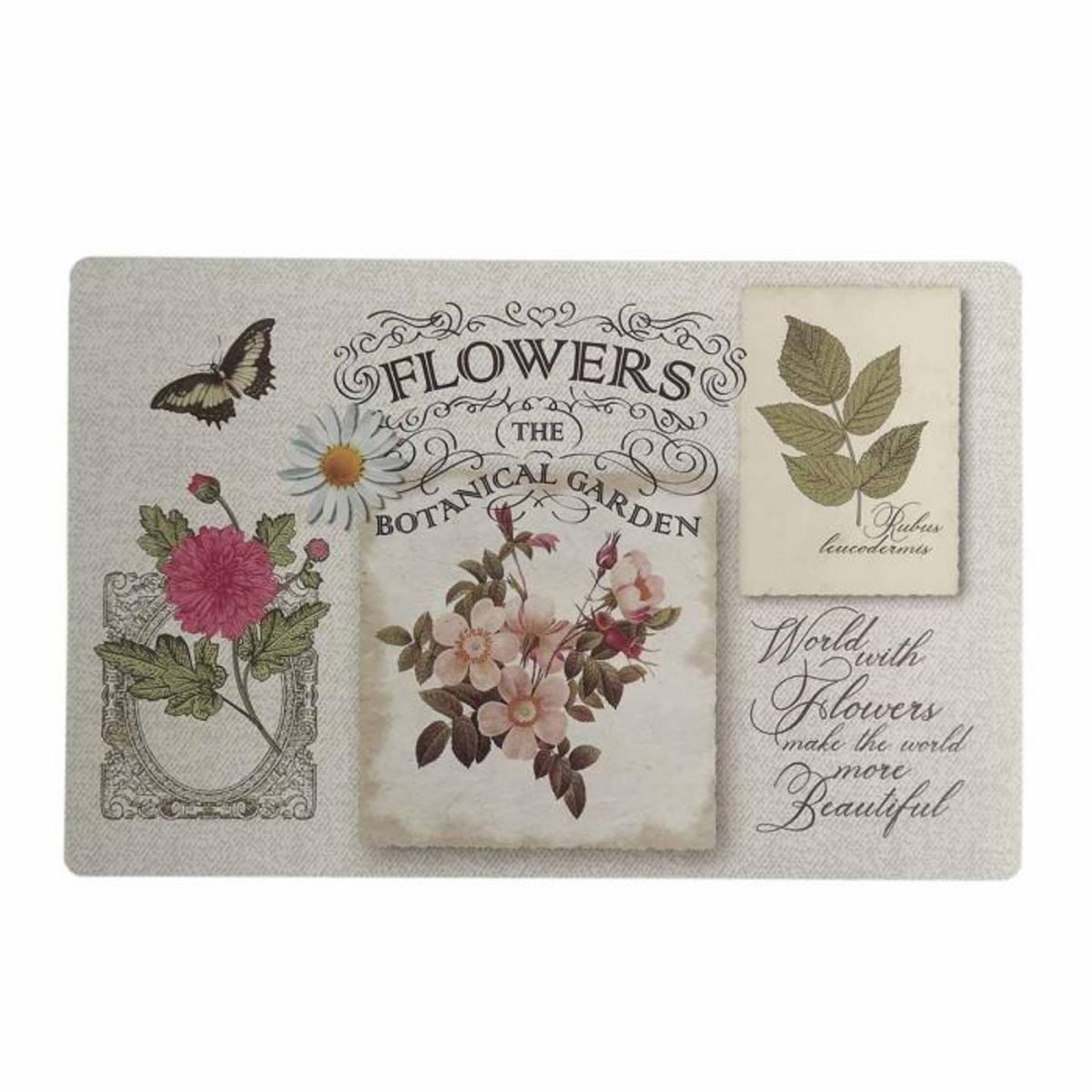 Paris Prix Set de Table Imprimé  Les Fleurs  28x44cm Naturel