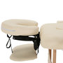 Voir la diapositive 6 : HOMCOM Table de massage pliante lit table de beauté 2 zones portable sac de tranport inclus hauteur réglable dim. 182L x 60l x 61-87H cm bois massif revêtement synthétique crème